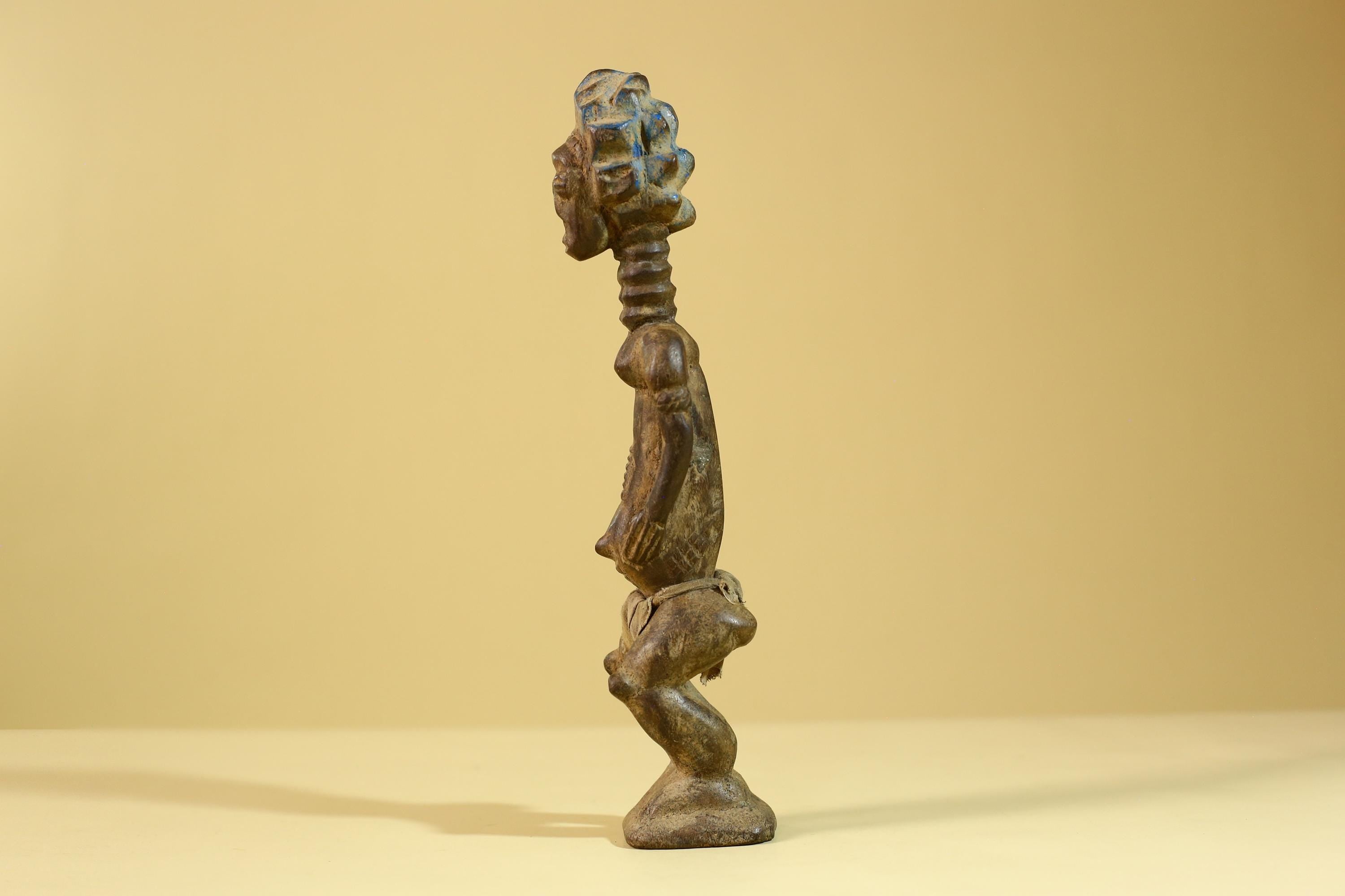 African Wooden Standing Figure Hand Carved With Elongated Neck-G6297