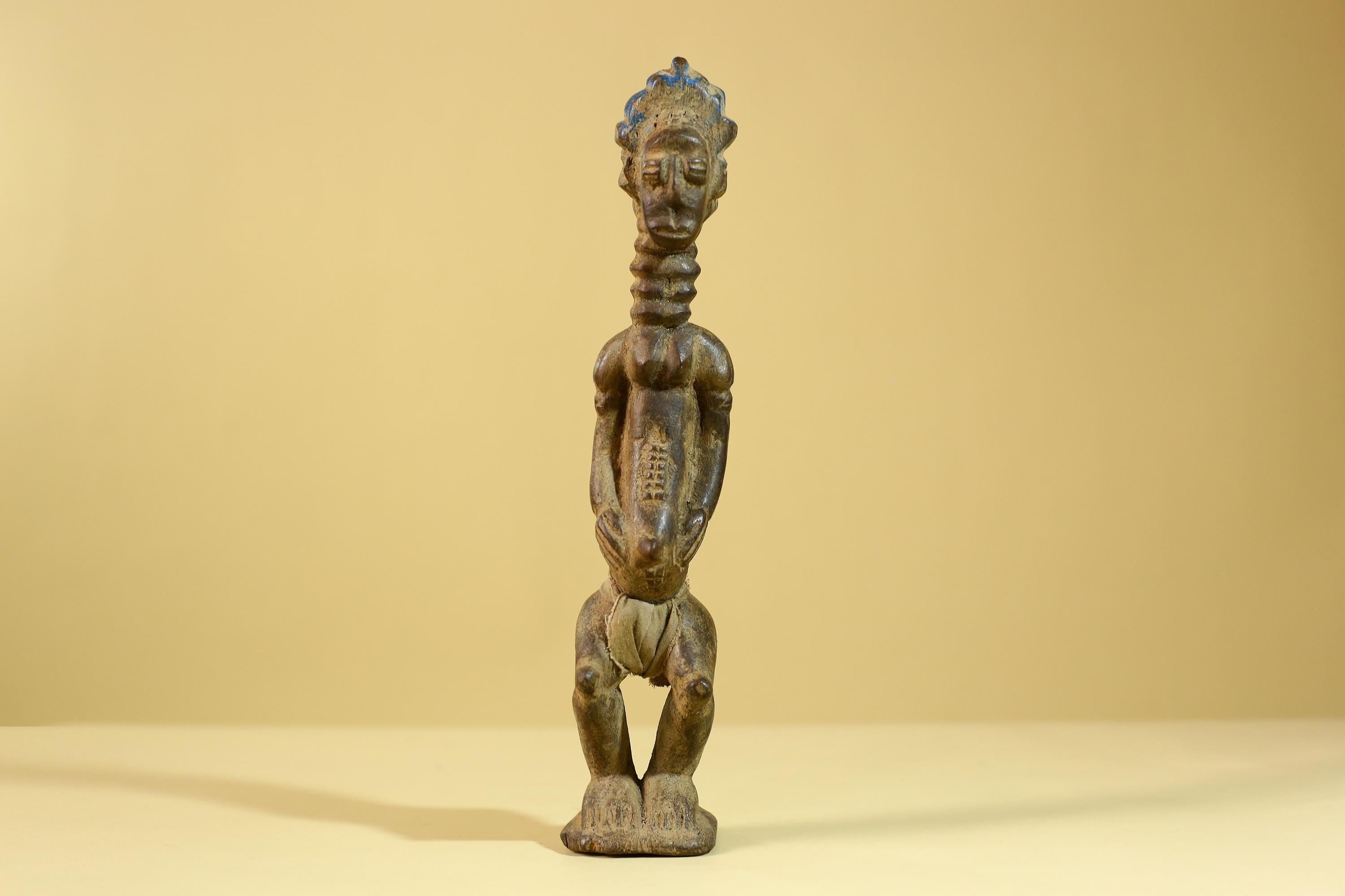 African Wooden Standing Figure Hand Carved With Elongated Neck-G6297