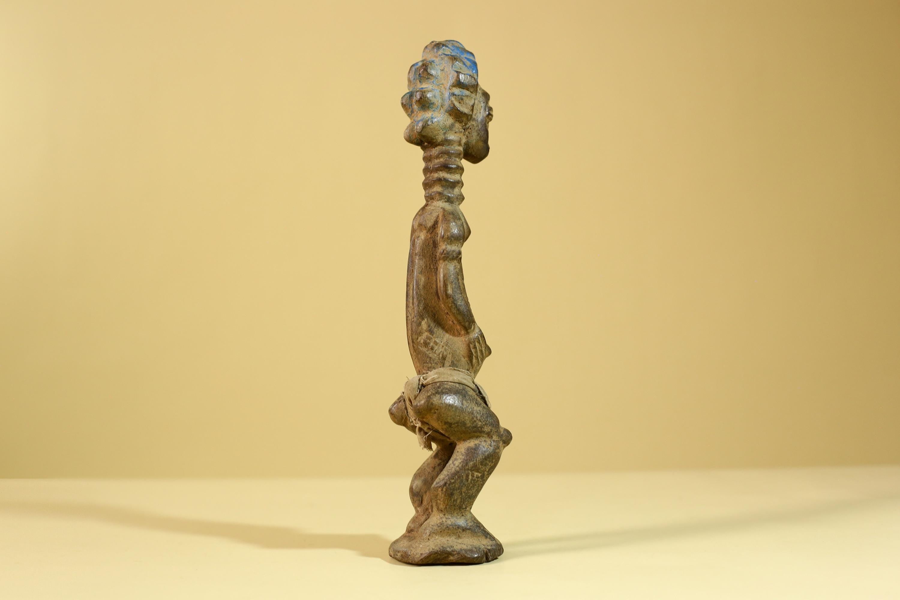 African Wooden Standing Figure Hand Carved With Elongated Neck-G6297