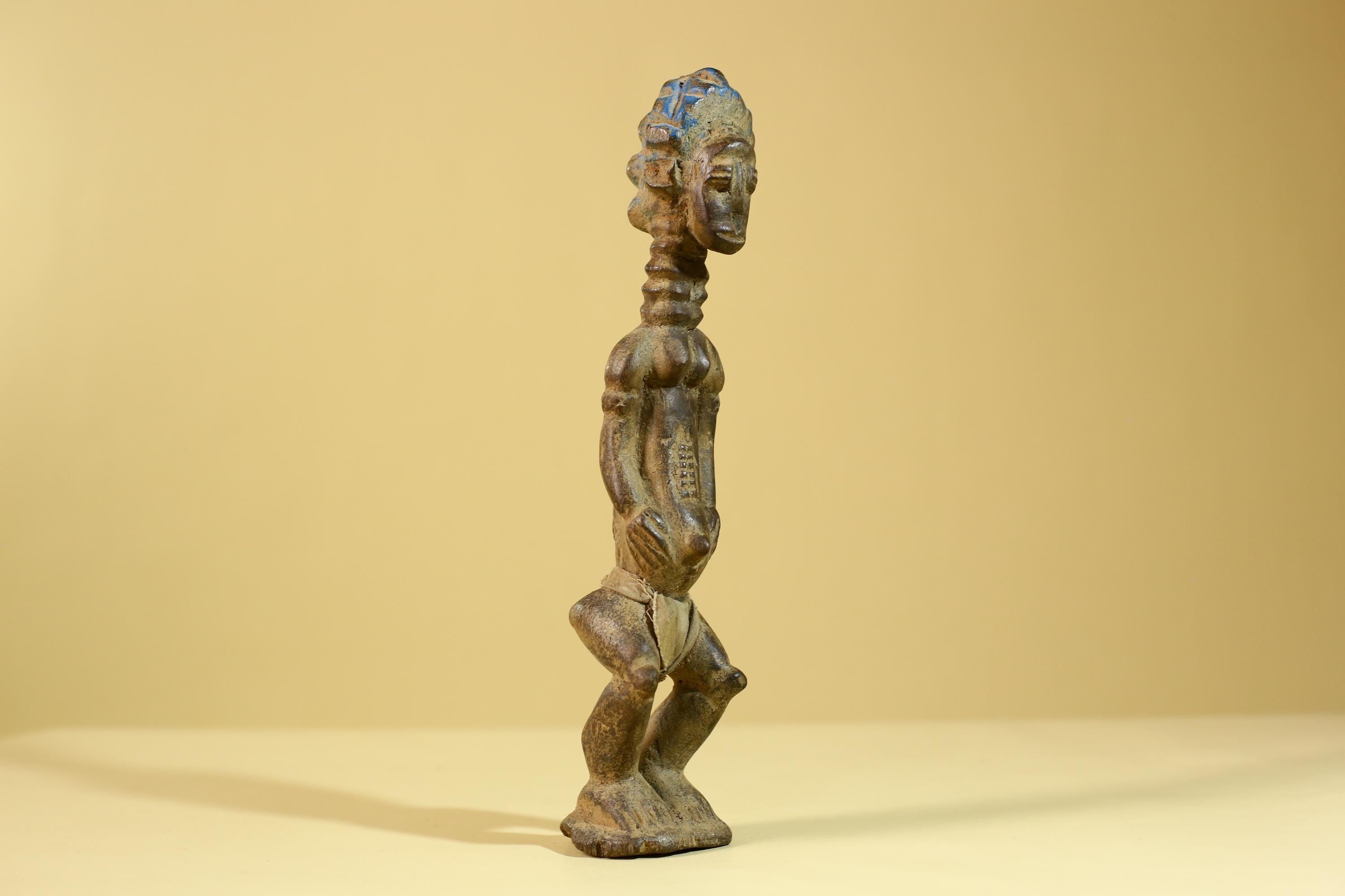 African Wooden Standing Figure Hand Carved With Elongated Neck-G6297