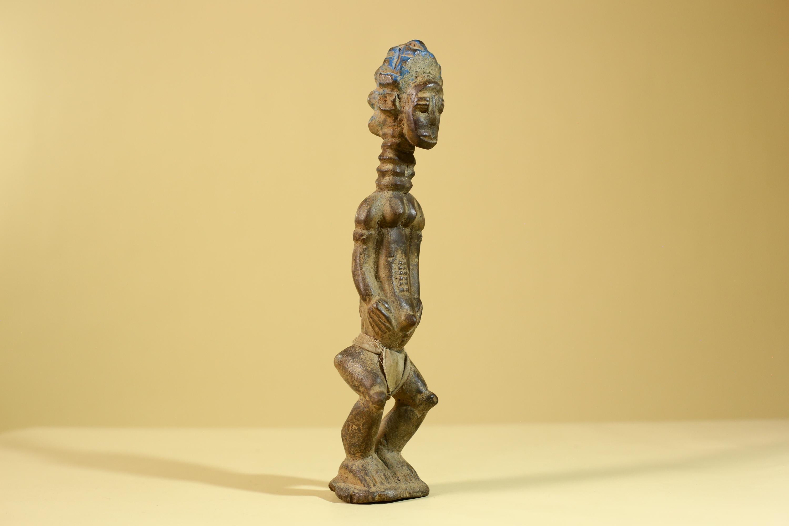 African Wooden Standing Figure Hand Carved With Elongated Neck-G6297
