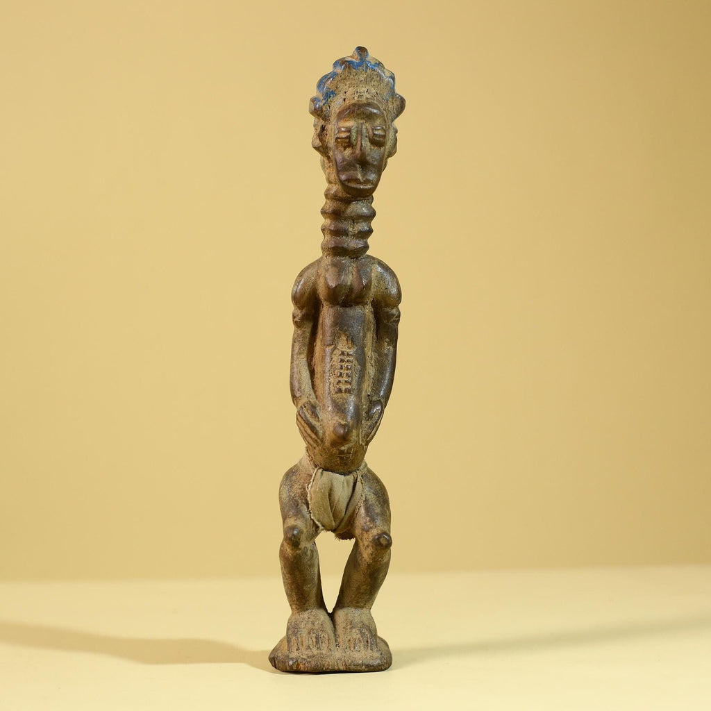 African Wooden Standing Figure Hand Carved With Elongated Neck-G6297