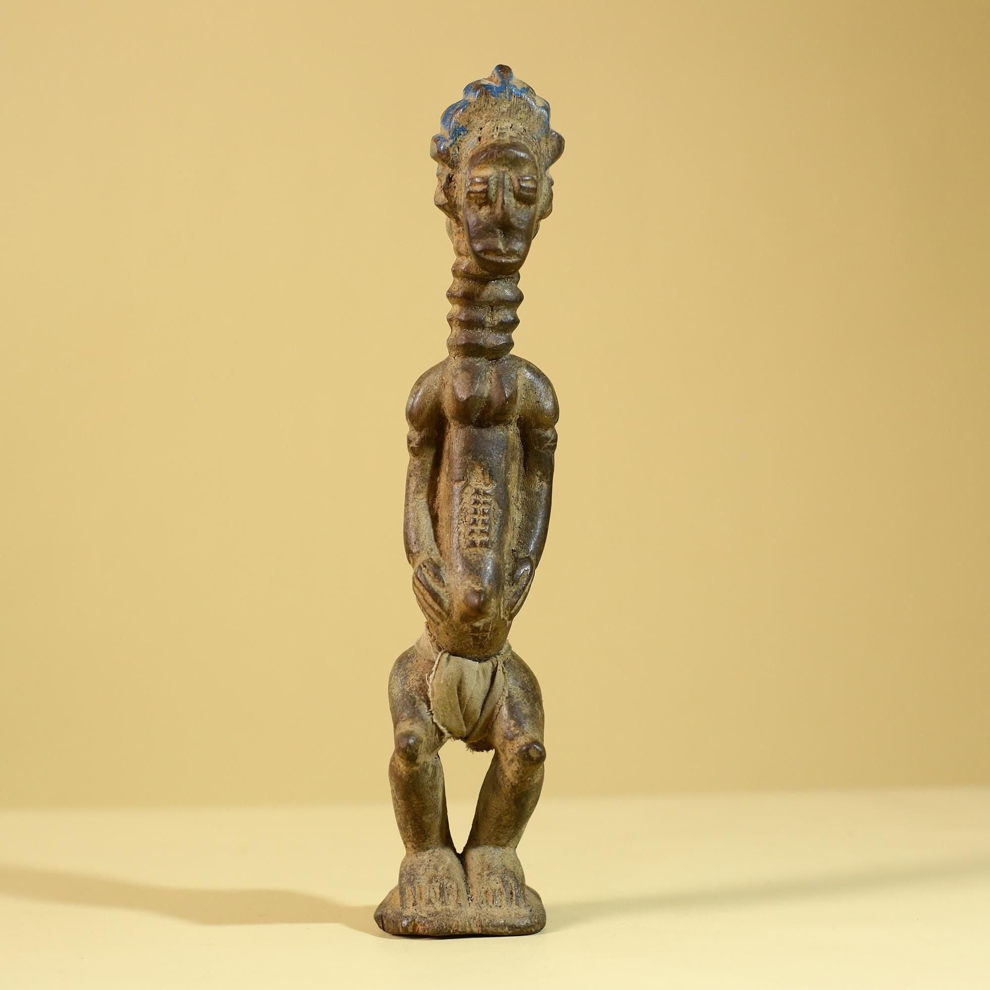 African Wooden Standing Figure Hand Carved With Elongated Neck-G6297