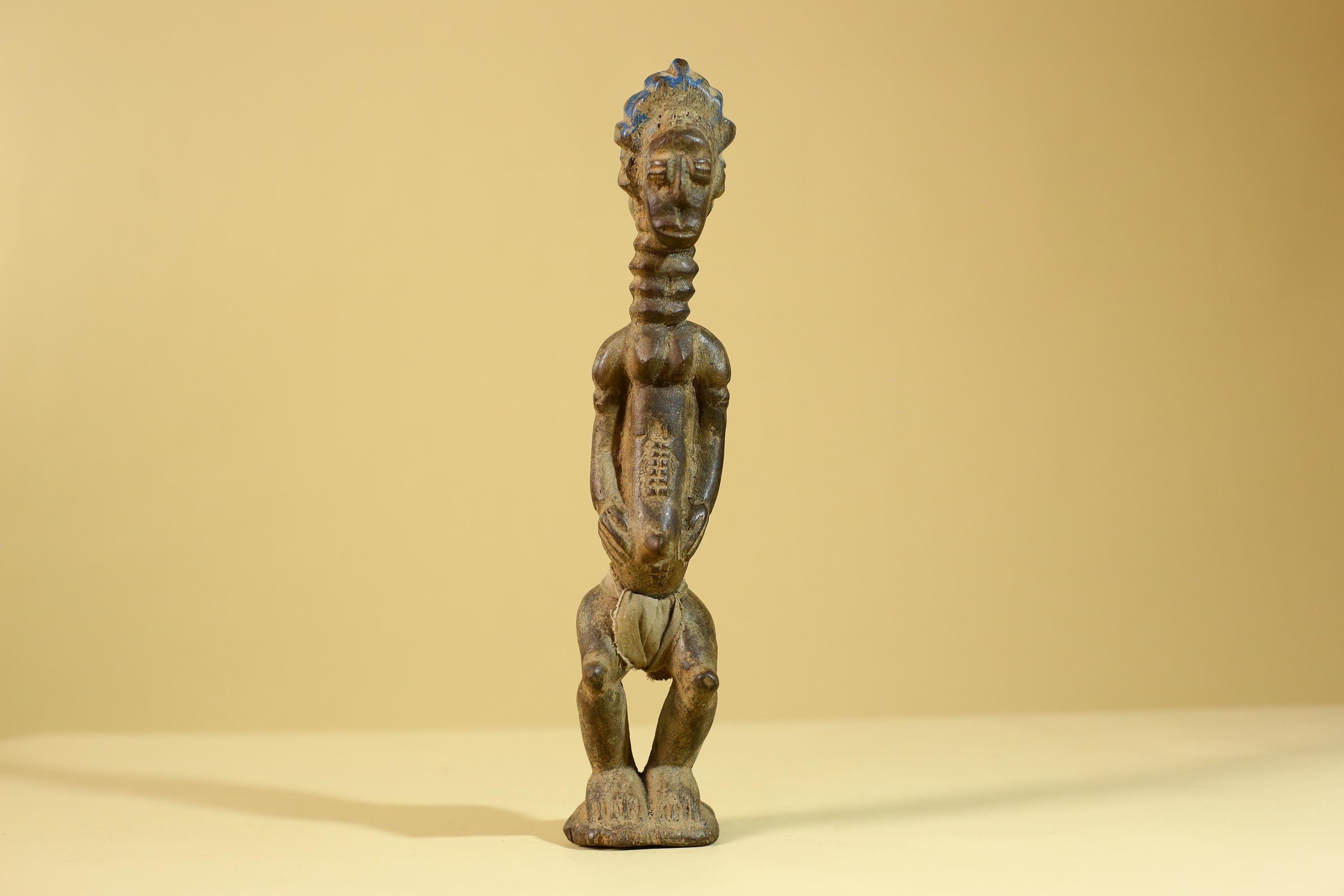 African Wooden Standing Figure Hand Carved With Elongated Neck-G6297