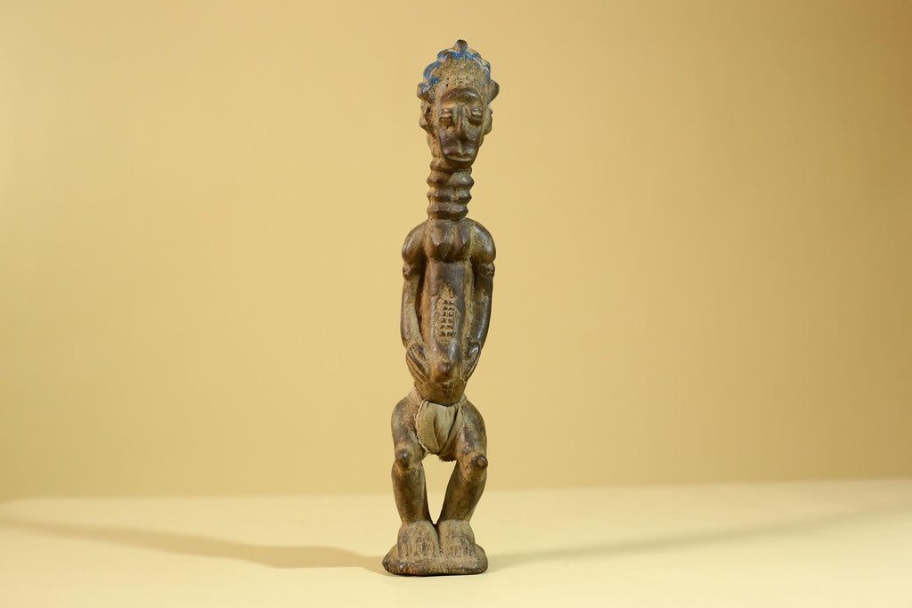 African Wooden Standing Figure Hand Carved With Elongated Neck-G6297