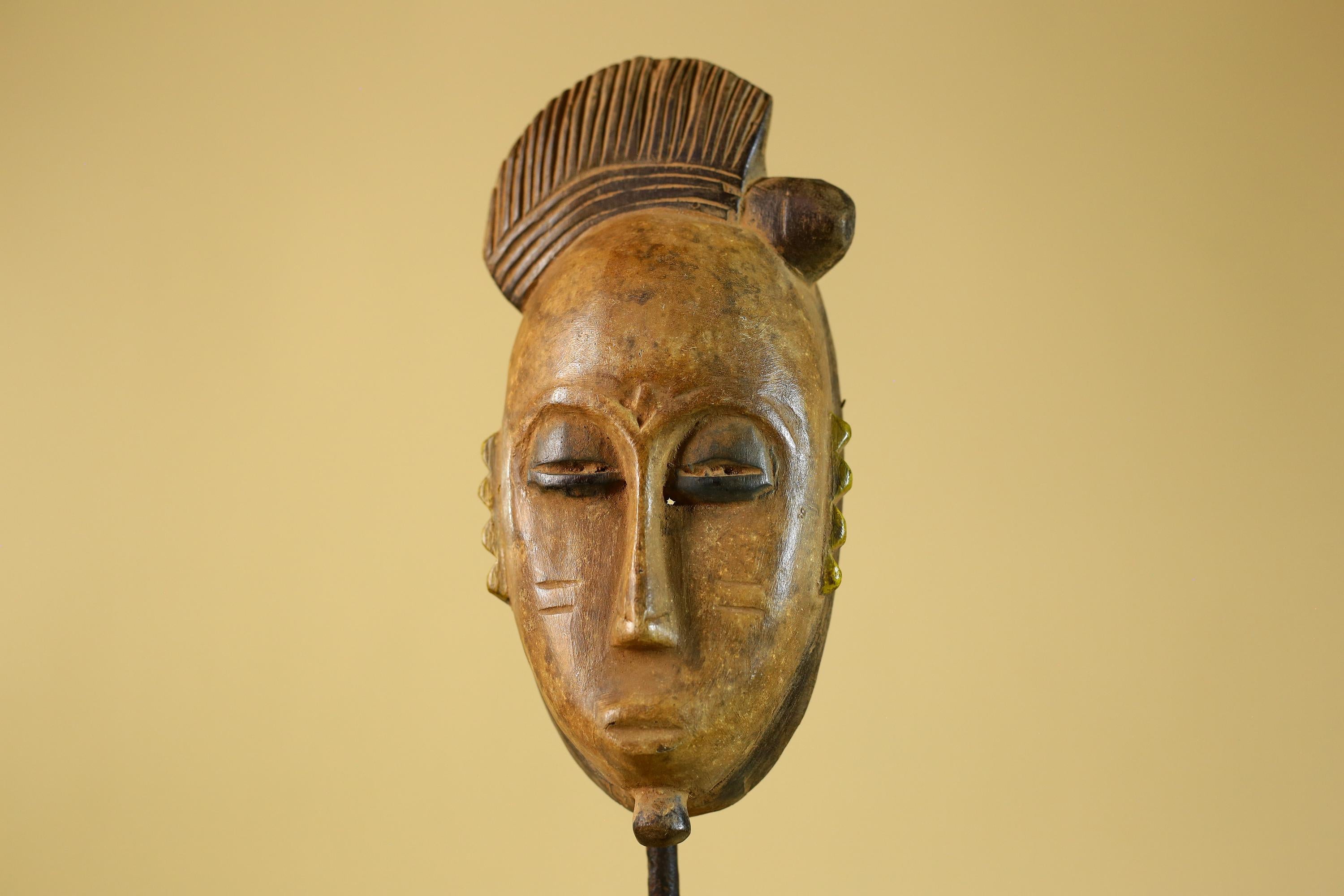 African Carved Wooden Mask Small Hand Carved Tribal Decor-G6303