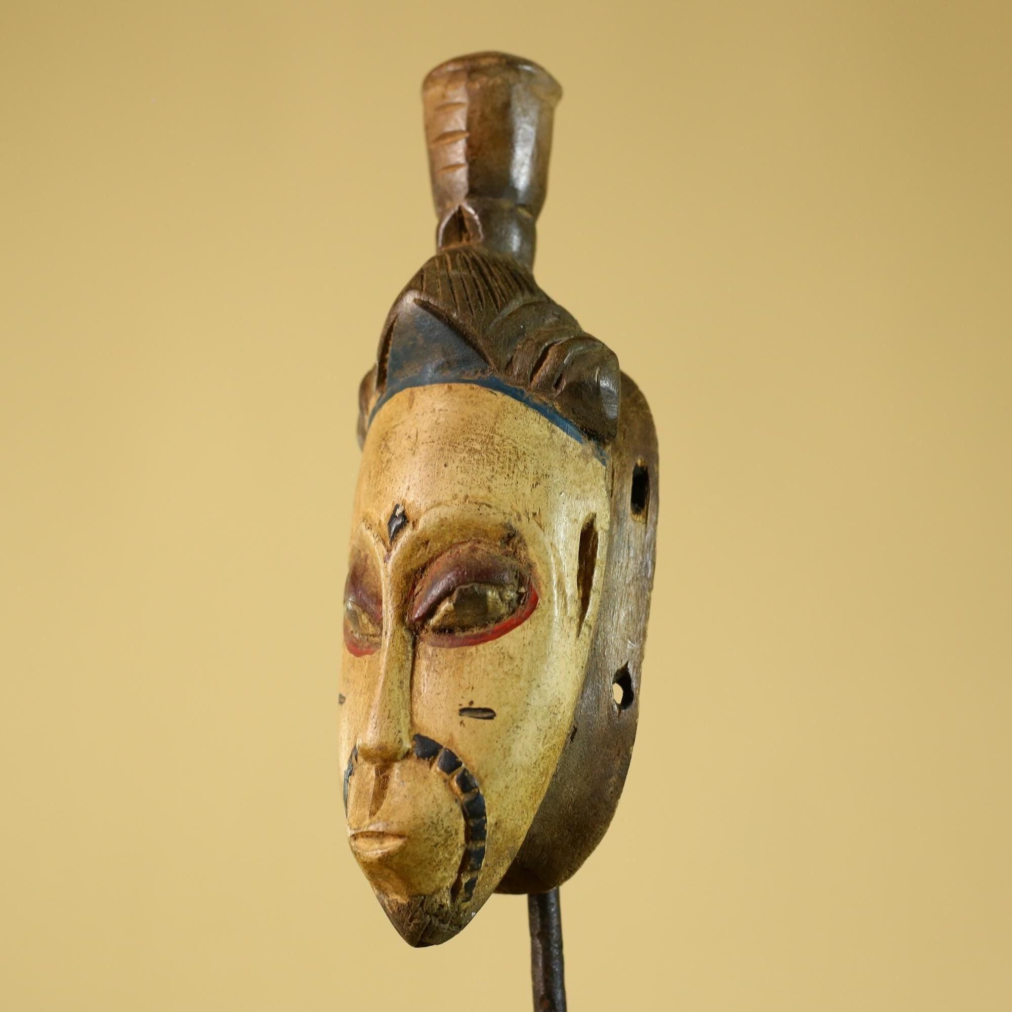 African Tribal Wooden Mask Hand Carved Vintage Wall Art Decorative Sculpture-G6304