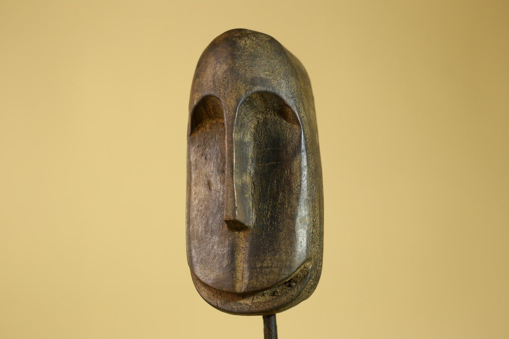 African Tribal Wooden Mask Hand Carved Elongated Face Ethnographic Decor-G6305