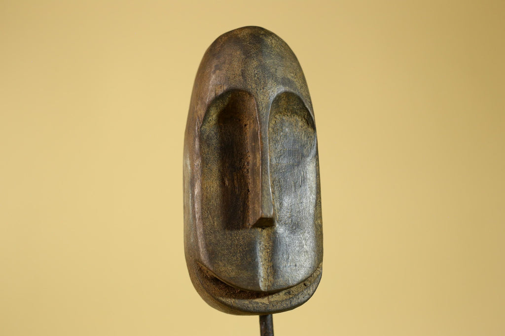 African Tribal Wooden Mask Hand Carved Elongated Face Ethnographic Decor-G6305