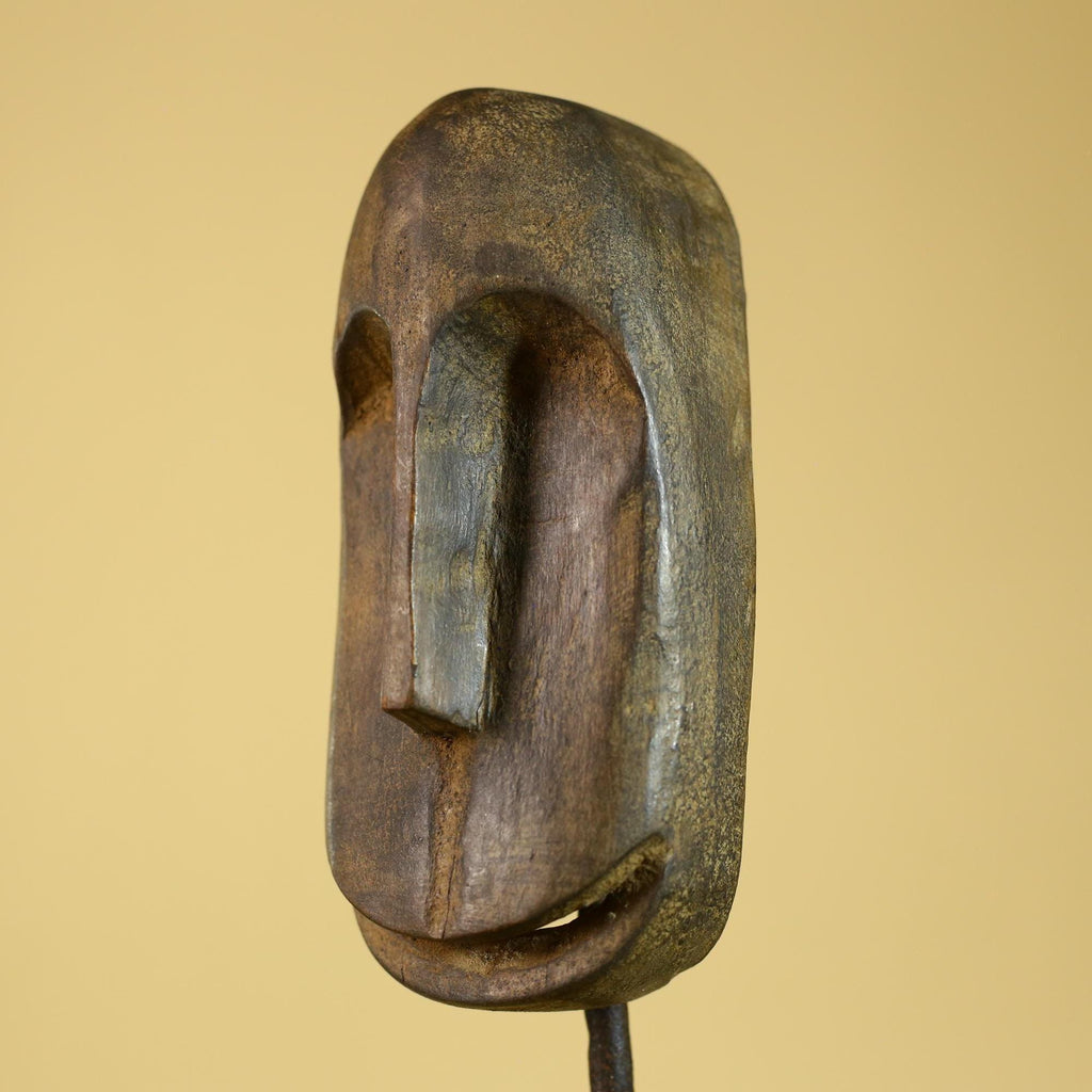 African Tribal Wooden Mask Hand Carved Elongated Face Ethnographic Decor-G6305