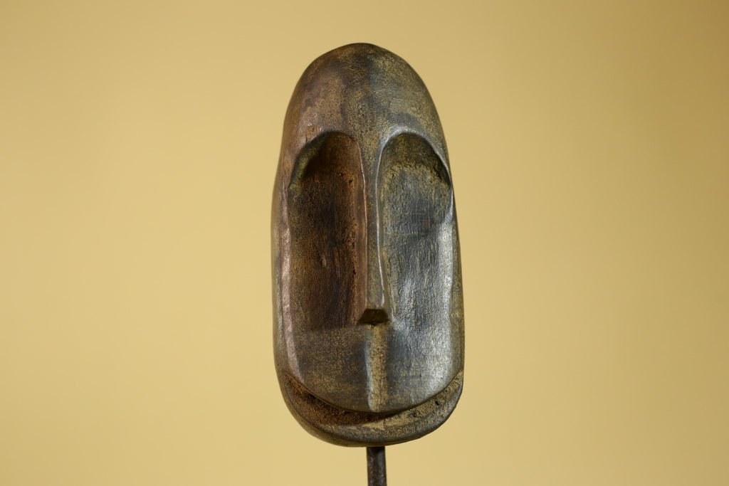 African Tribal Wooden Mask Hand Carved Elongated Face Ethnographic Decor-G6305