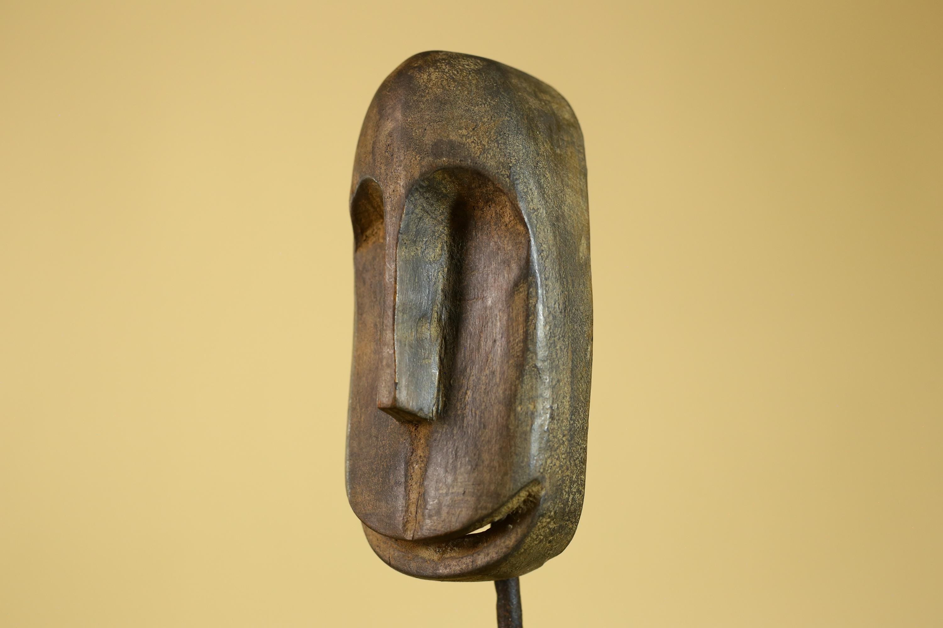 African Tribal Wooden Mask Hand Carved Elongated Face Ethnographic Decor-G6305