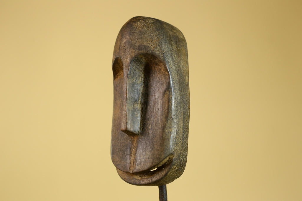 African Tribal Wooden Mask Hand Carved Elongated Face Ethnographic Decor-G6305