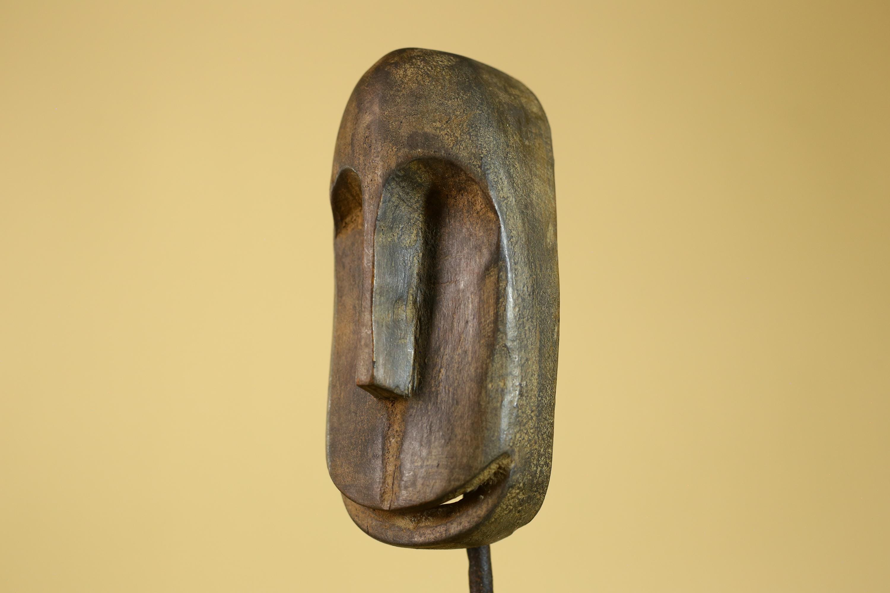 African Tribal Wooden Mask Hand Carved Elongated Face Ethnographic Decor-G6305