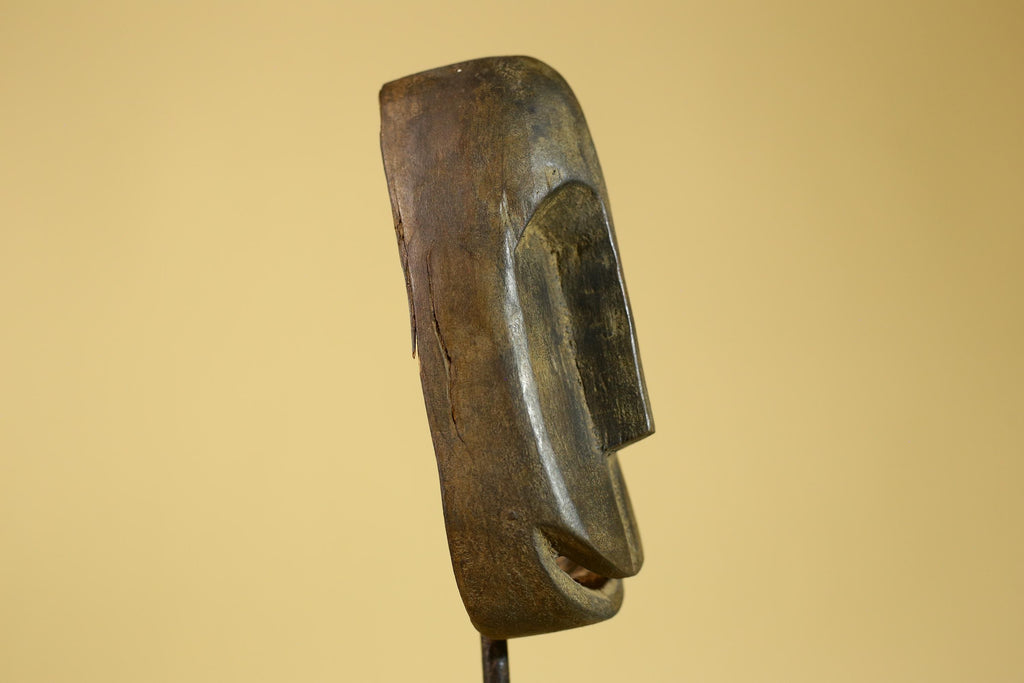 African Tribal Wooden Mask Hand Carved Elongated Face Ethnographic Decor-G6305