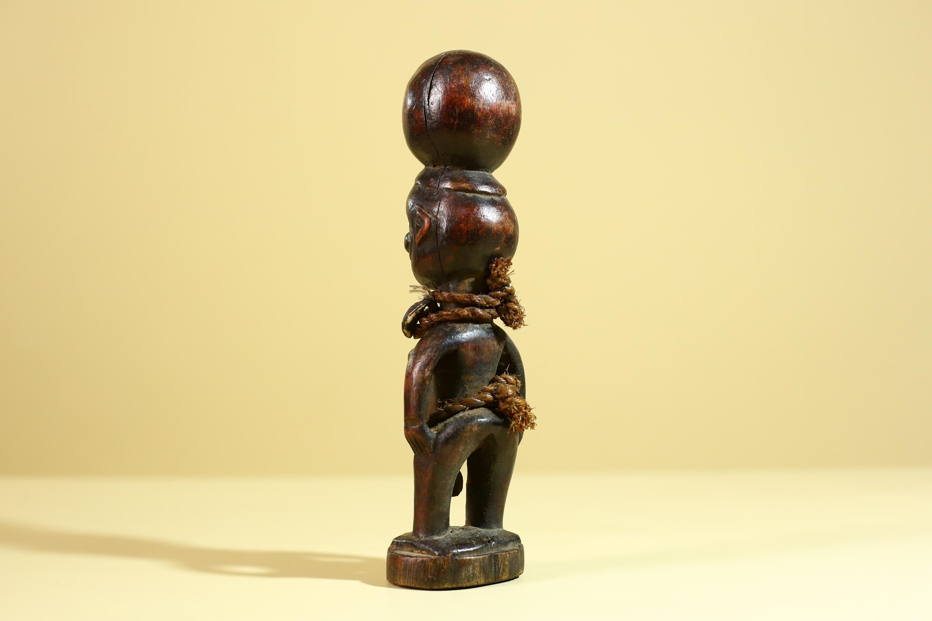 African Tribal Fertility Figure Sculpture Hand Carved Wood Decor Statue-G6316