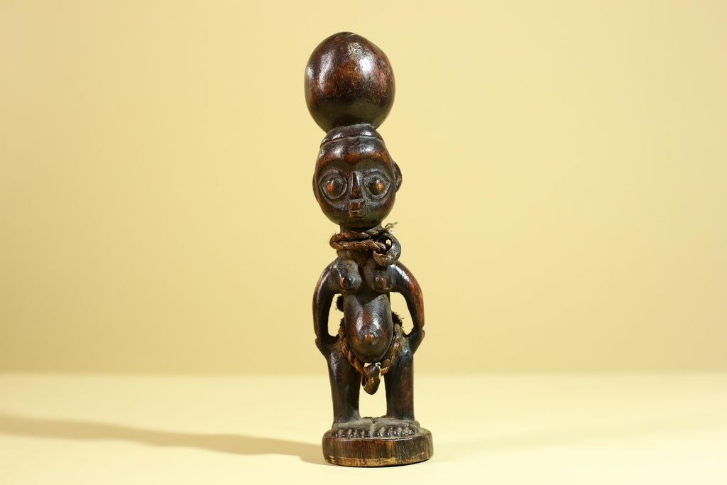 African Tribal Fertility Figure Sculpture Hand Carved Wood Decor Statue-G6316