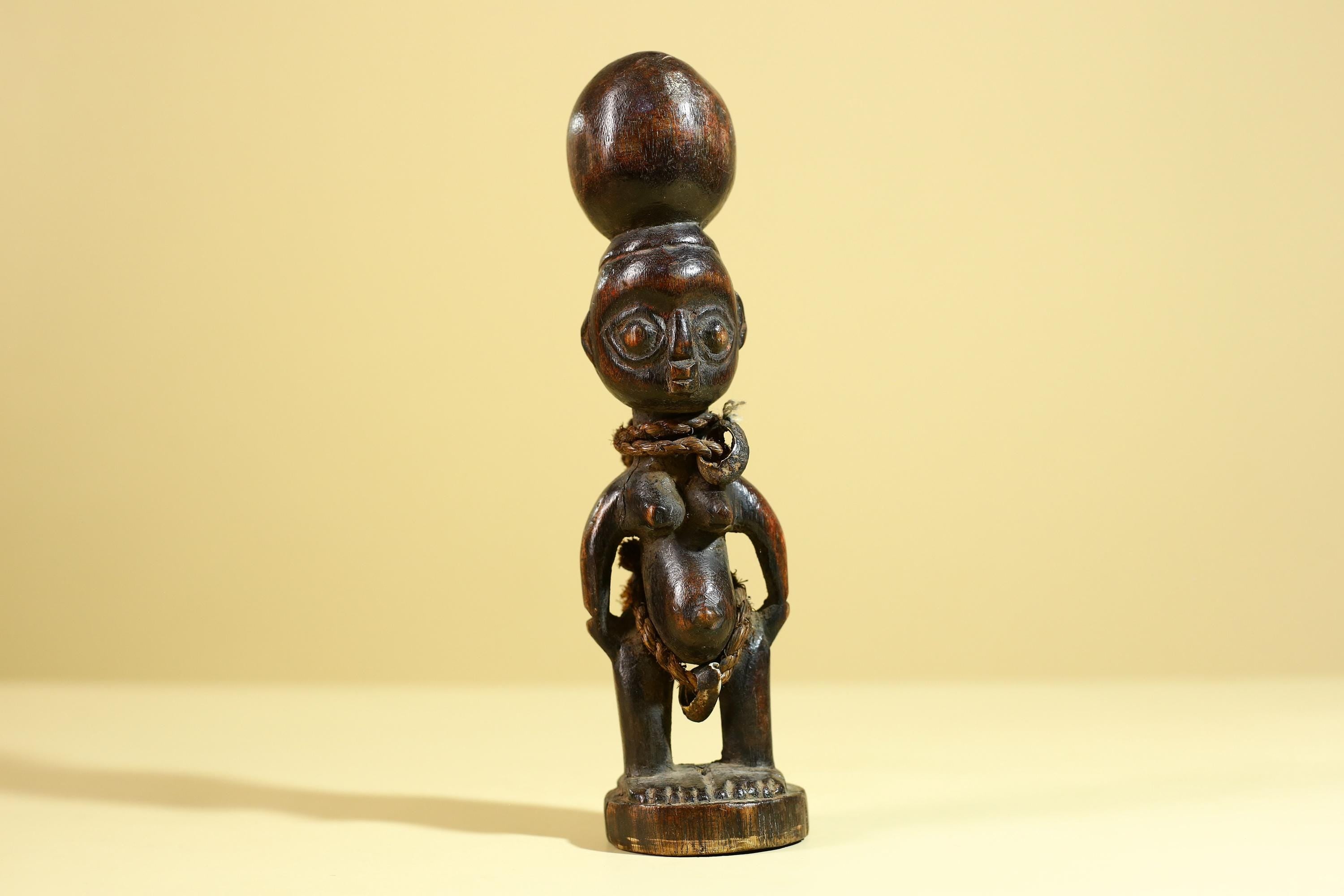 African Tribal Fertility Figure Sculpture Hand Carved Wood Decor Statue-G6316