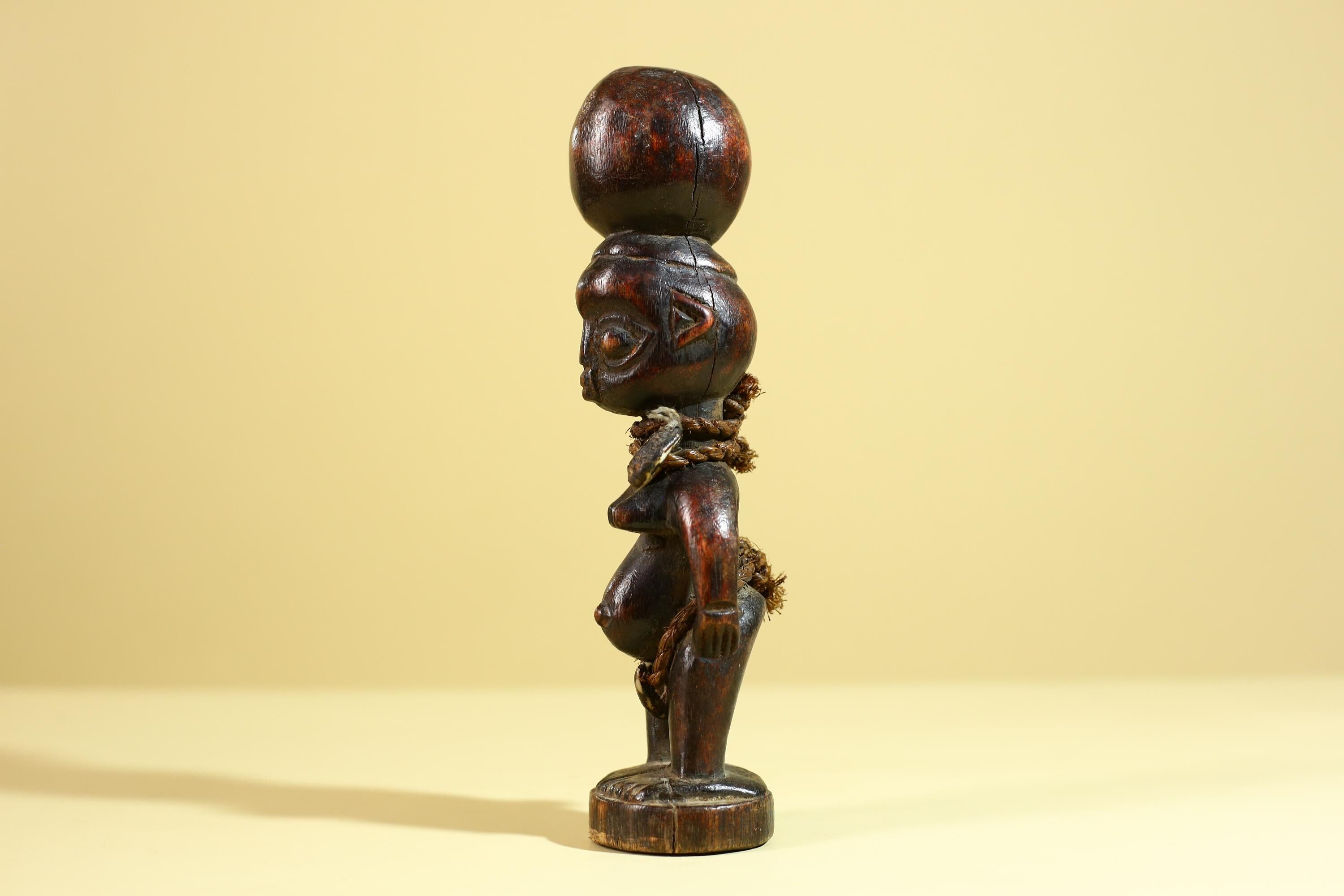 African Tribal Fertility Figure Sculpture Hand Carved Wood Decor Statue-G6316