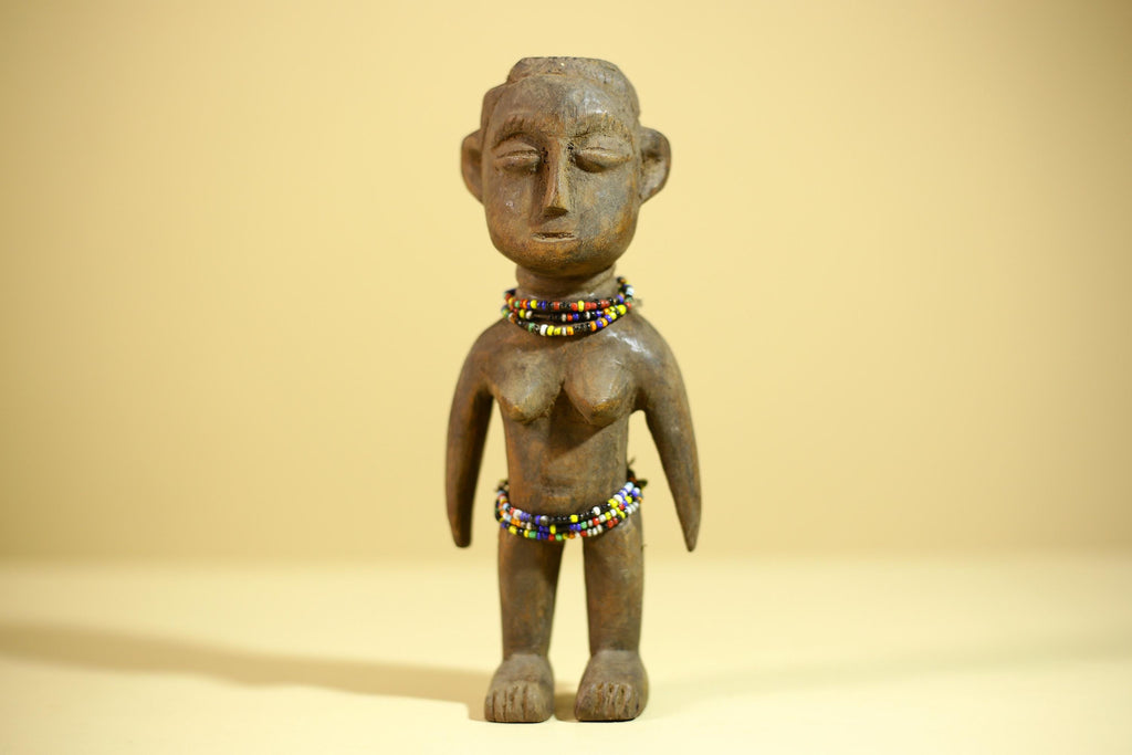 African Wooden Female Figure Hand Carved Wood Statue Ethnographic Art-G6318