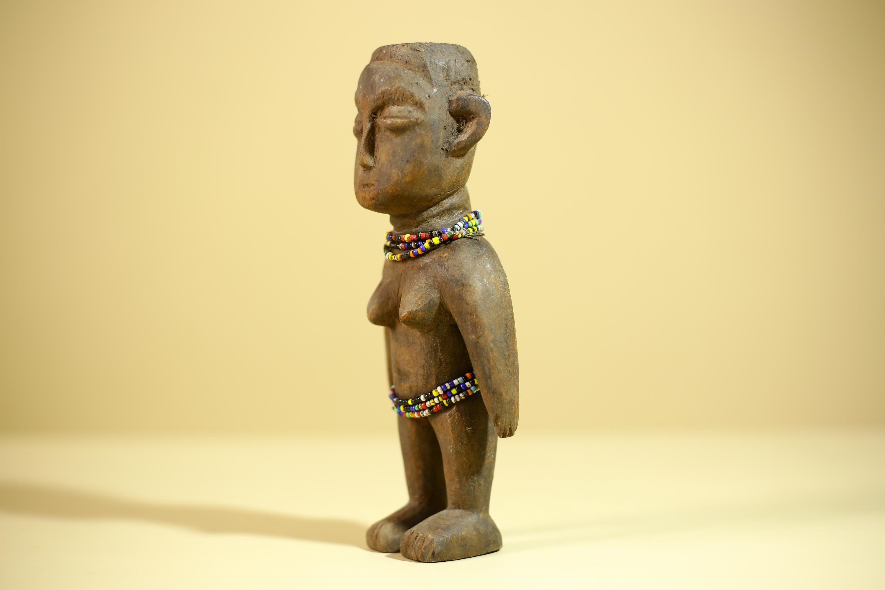 African Wooden Female Figure Hand Carved Wood Statue Ethnographic Art-G6318