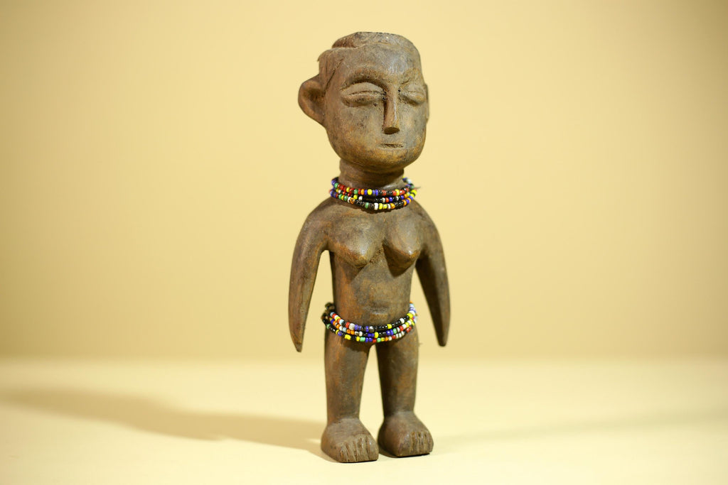 African Wooden Female Figure Hand Carved Wood Statue Ethnographic Art-G6318