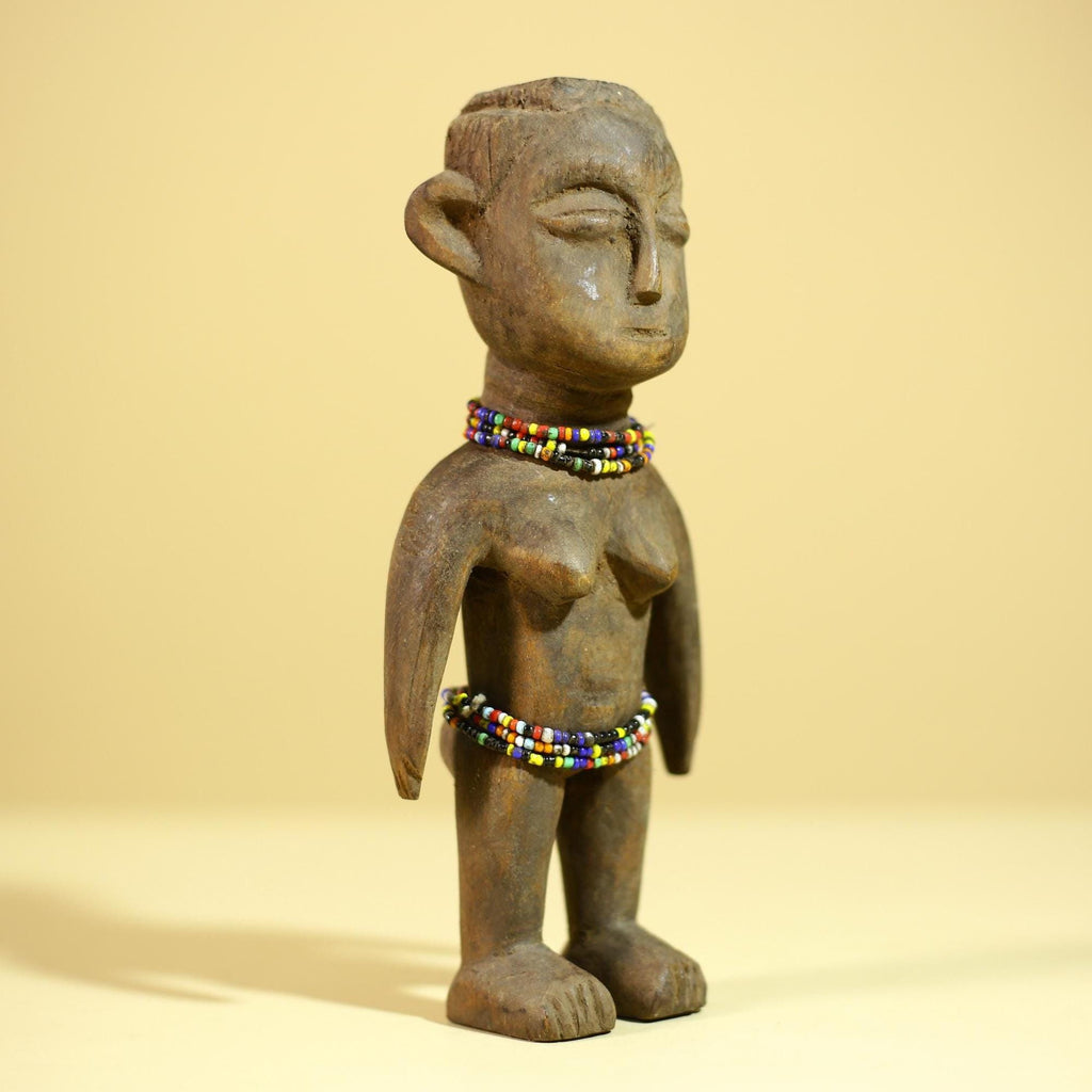 African Wooden Female Figure Hand Carved Wood Statue Ethnographic Art-G6318