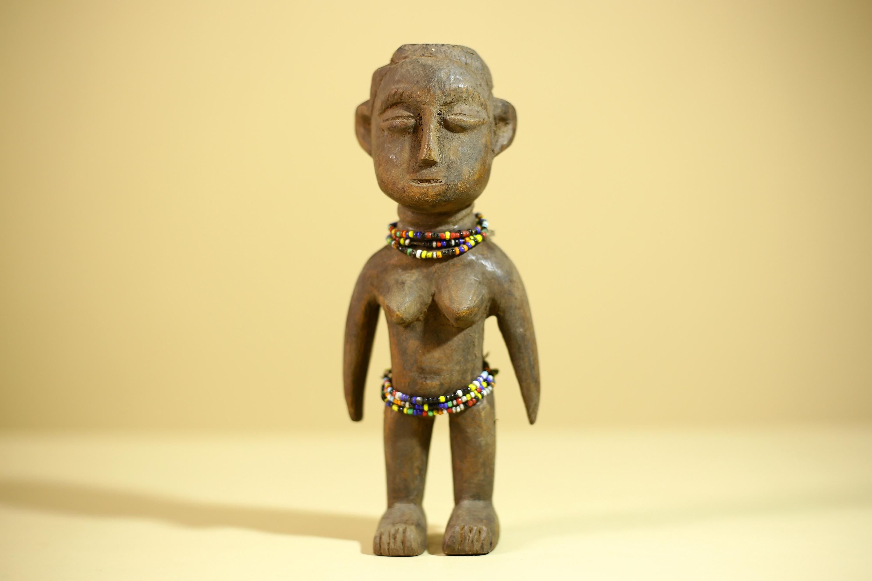 African Wooden Female Figure Hand Carved Wood Statue Ethnographic Art-G6318