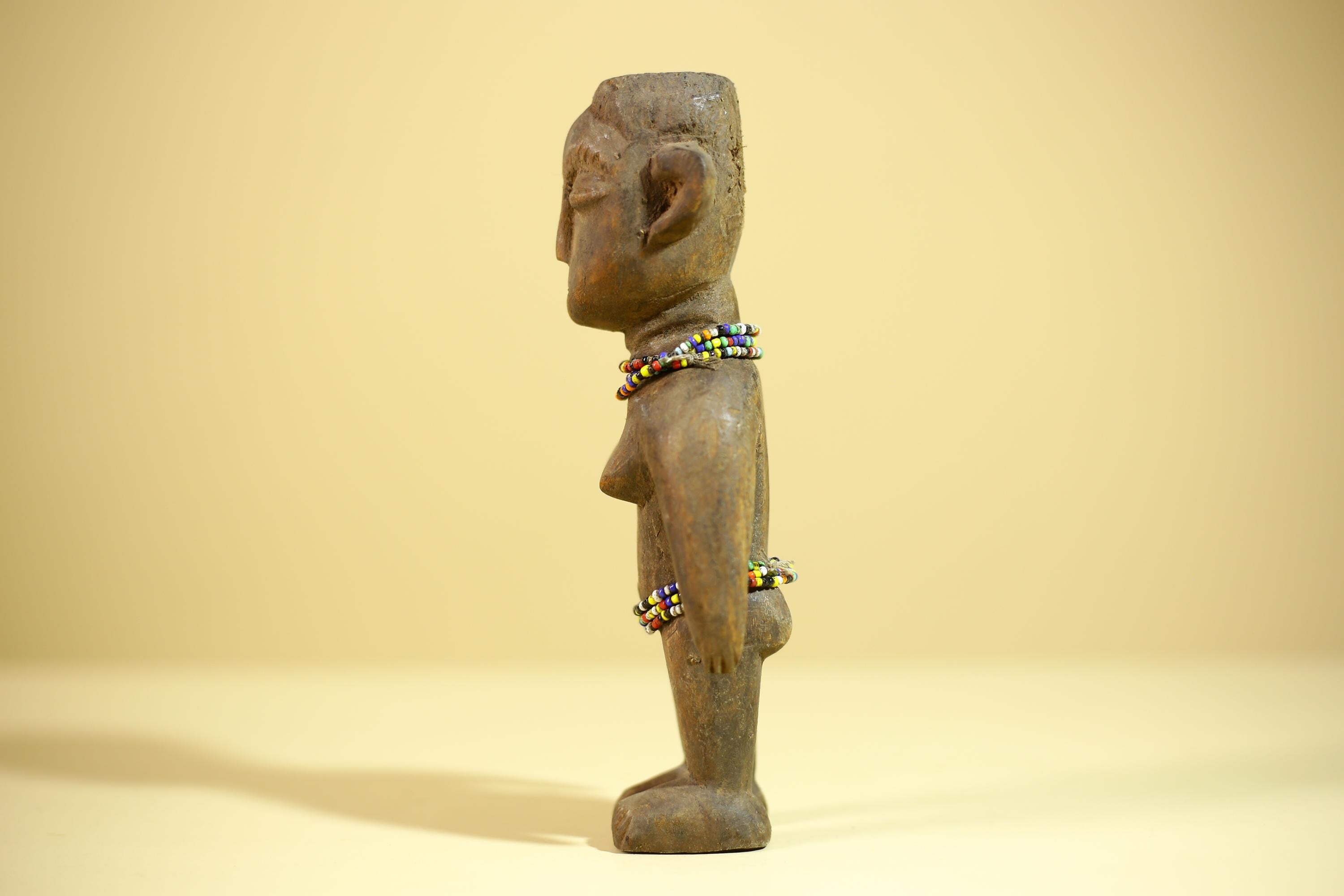 African Wooden Female Figure Hand Carved Wood Statue Ethnographic Art-G6318