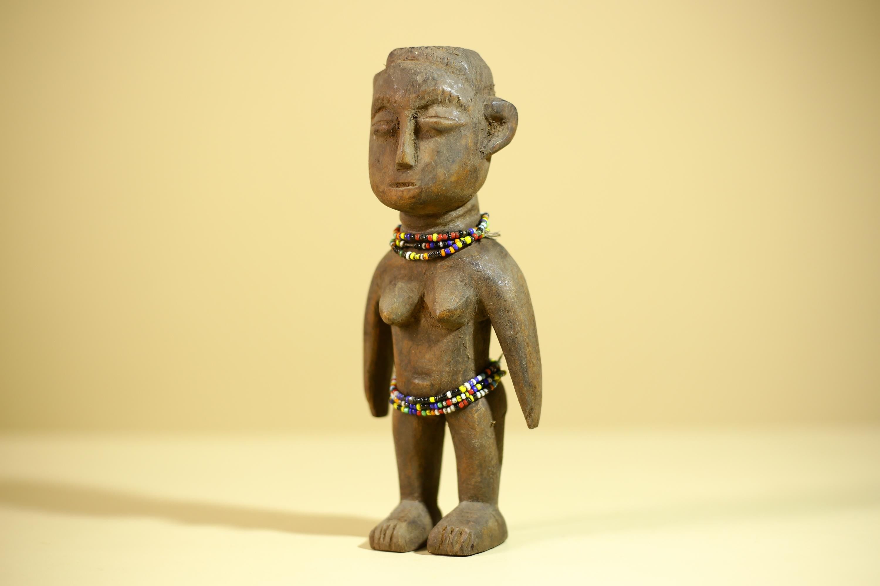 African Wooden Female Figure Hand Carved Wood Statue Ethnographic Art-G6318