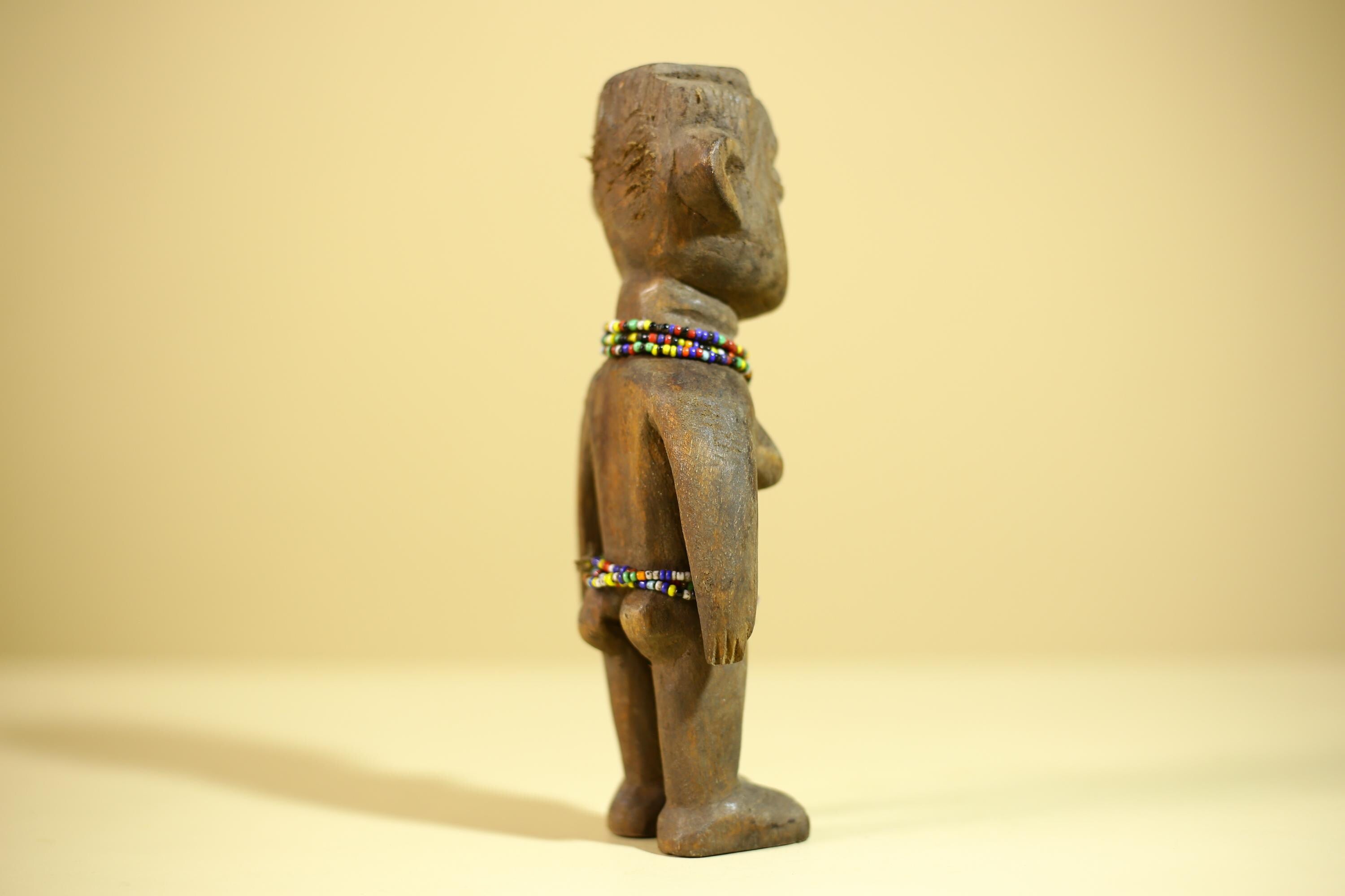 African Wooden Female Figure Hand Carved Wood Statue Ethnographic Art-G6318