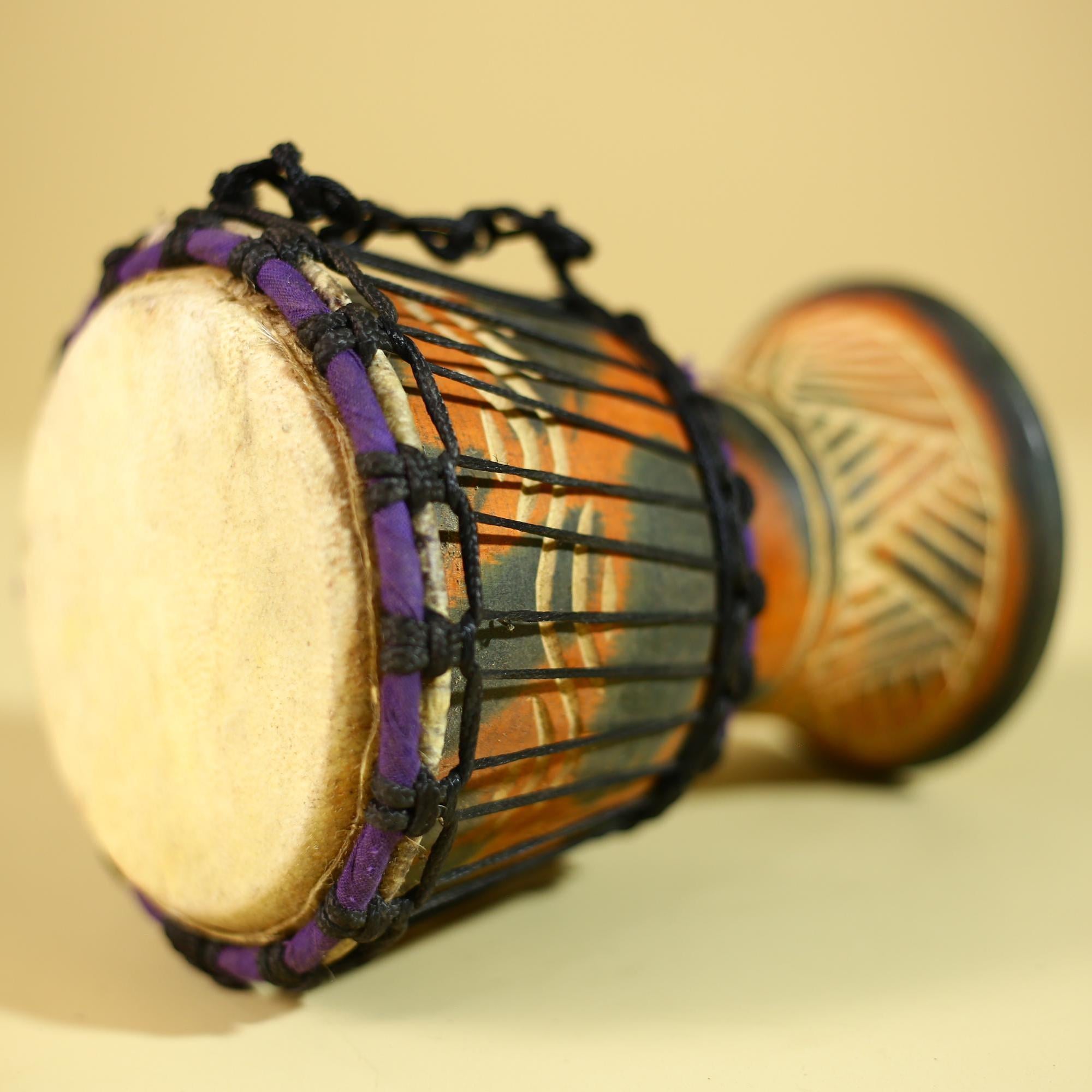African Hand Drum Painted Wood Djembe Style Tribal Percussion Decor-G6320