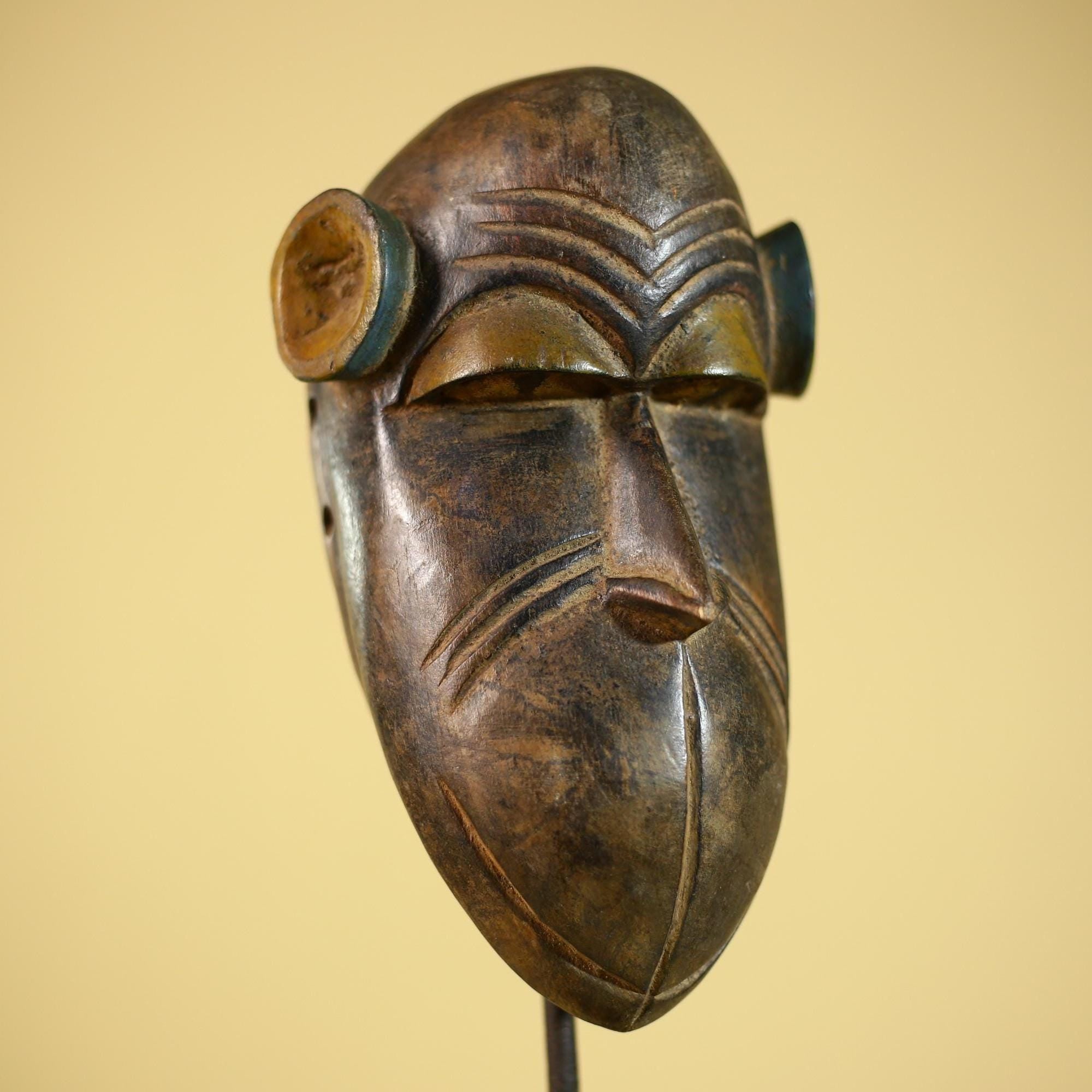 African Tribal Mask Hand Carved Wood  Decor Sculptur Wall Hanging -G6321