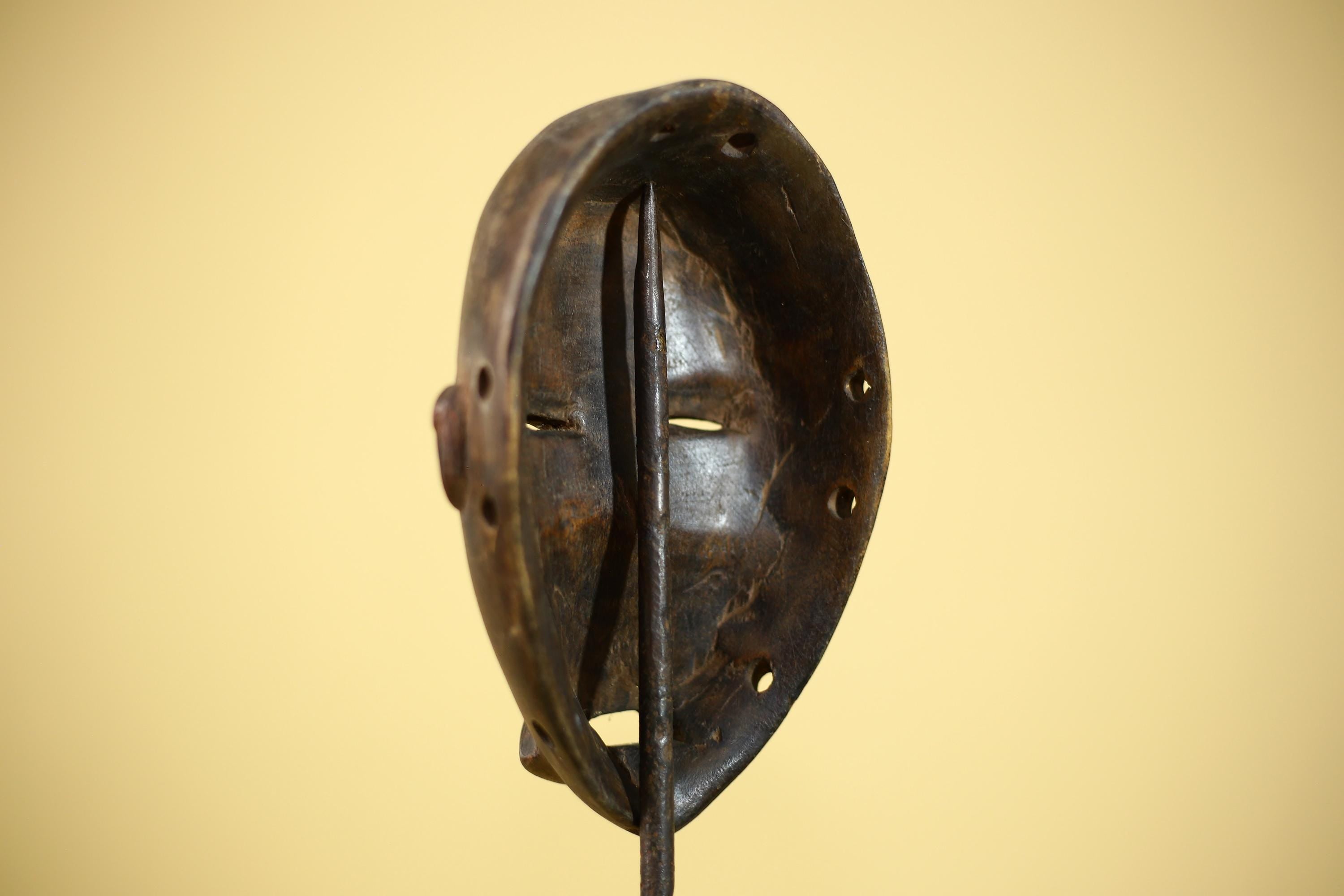 African Wooden Mask Hand Carved Tribal Face Traditional Wall Hanging -G6323