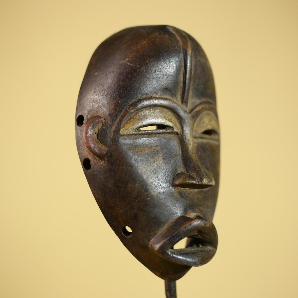 African Wooden Mask Hand Carved Tribal Face Traditional Wall Hanging -G6323