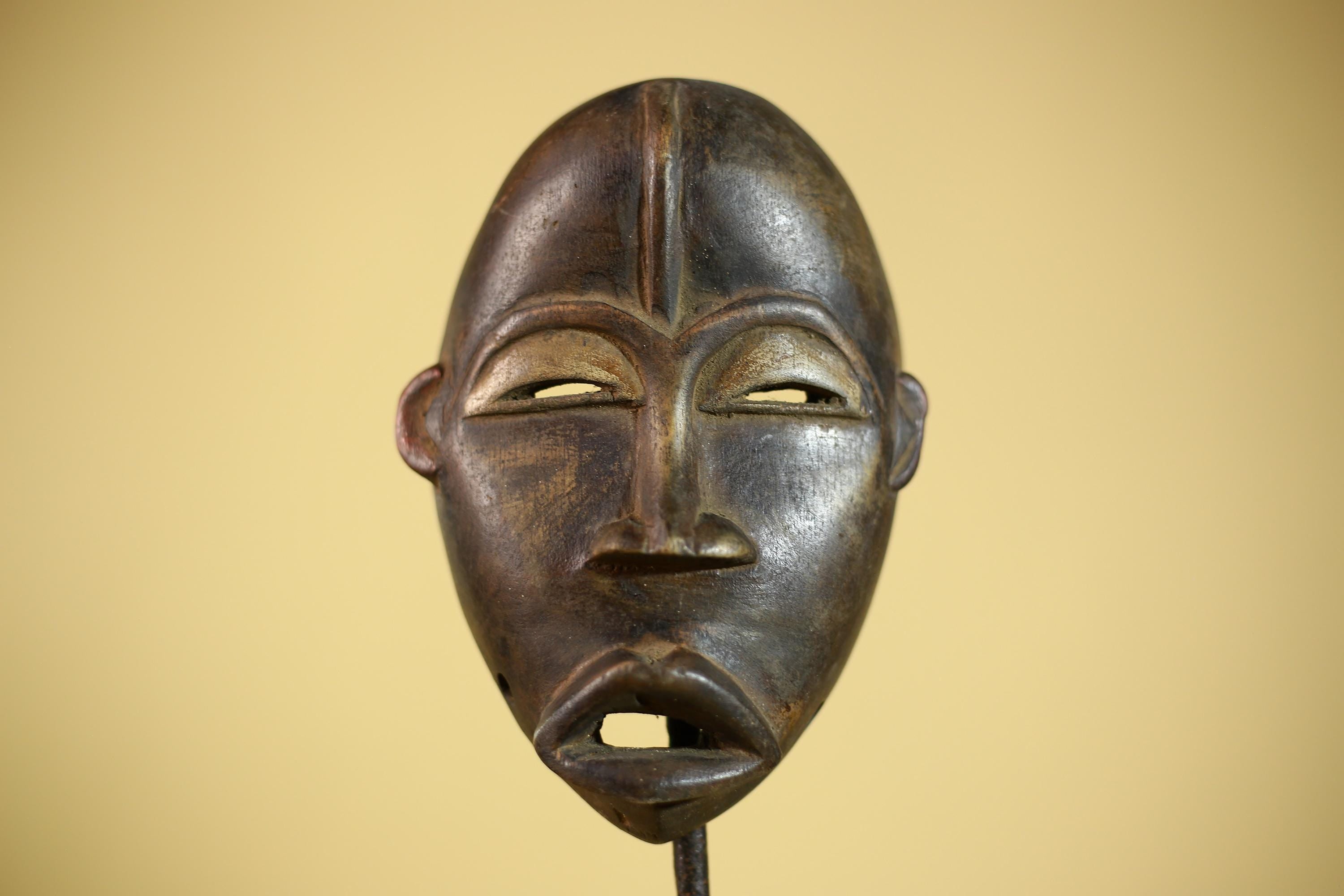 African Wooden Mask Hand Carved Tribal Face Traditional Wall Hanging -G6323
