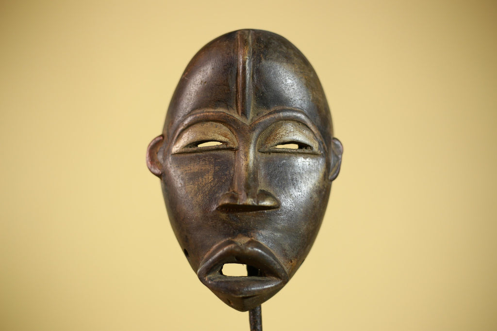 African Wooden Mask Hand Carved Tribal Face Traditional Wall Hanging -G6323