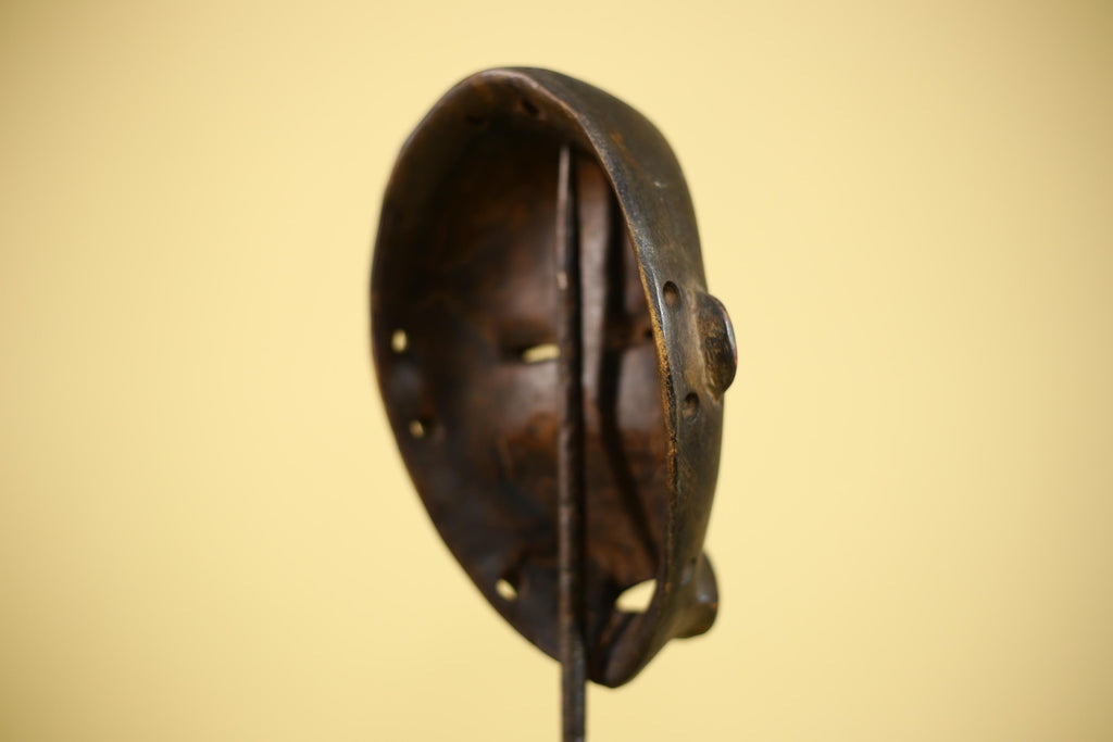 African Wooden Mask Hand Carved Tribal Face Traditional Wall Hanging -G6323