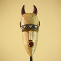 African Horned Tribal Mask Hand Carved Wood Wall Mask Ethnographic Decor-G6324
