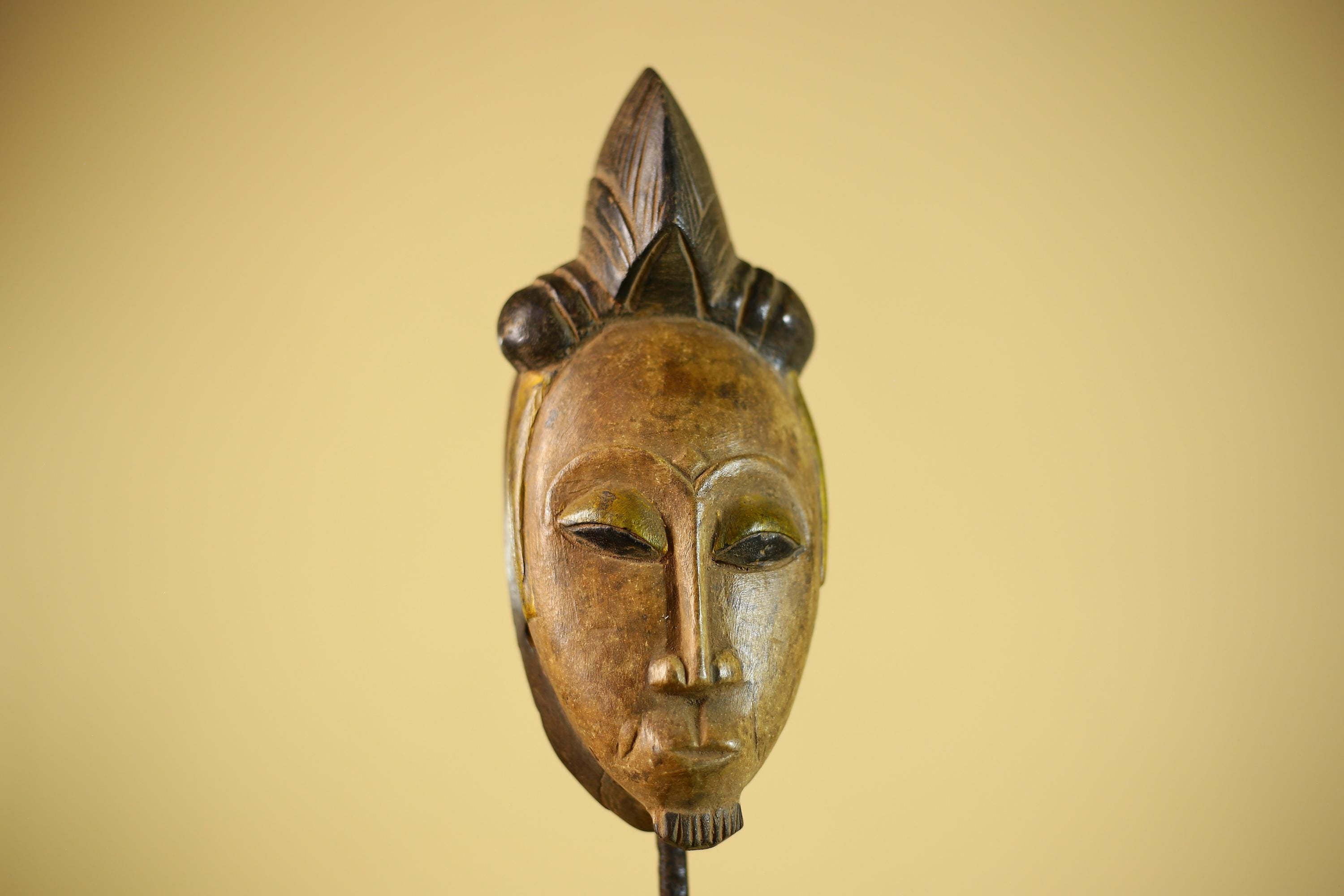 Vintage African Tribal Mask Hand Carved Wood Wall Hanging Sculpture-G6325