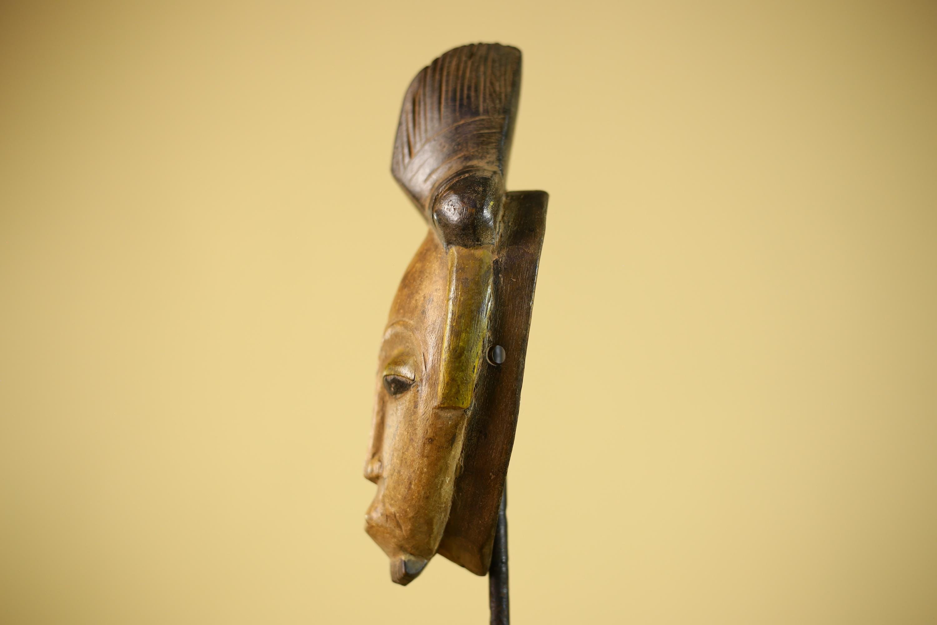 Vintage African Tribal Mask Hand Carved Wood Wall Hanging Sculpture-G6325