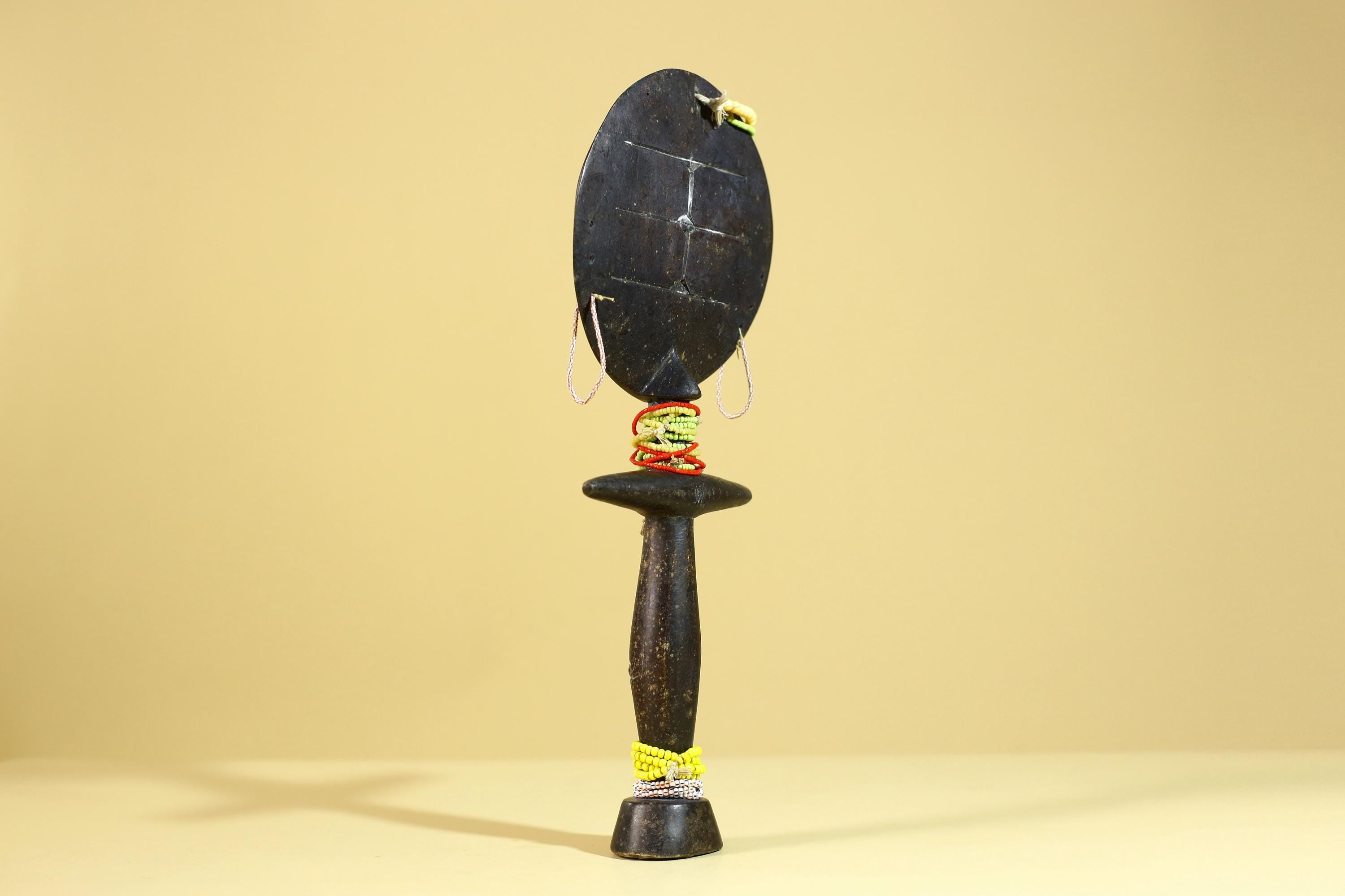 African Fertility Figure Sculpture Hand Carved Wooden Tribal Art With Beads-G6307
