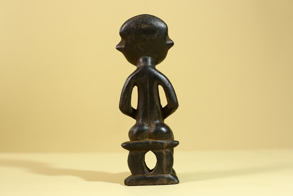 African Seated Wooden Figure, Tribal Hand Carved Sculpture, Vintage Folk Art-G6308