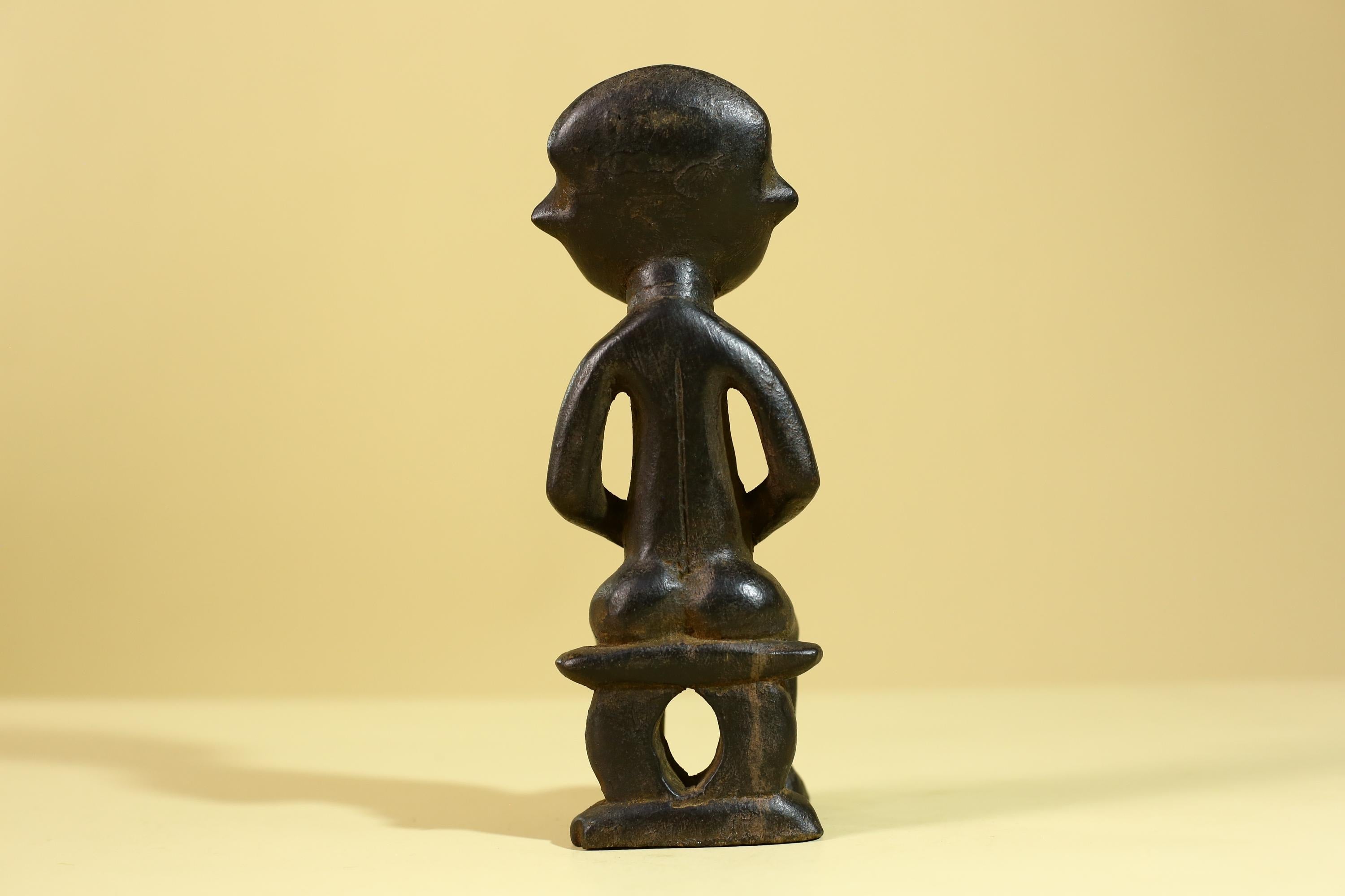 African Seated Wooden Figure, Tribal Hand Carved Sculpture, Vintage Folk Art-G6308