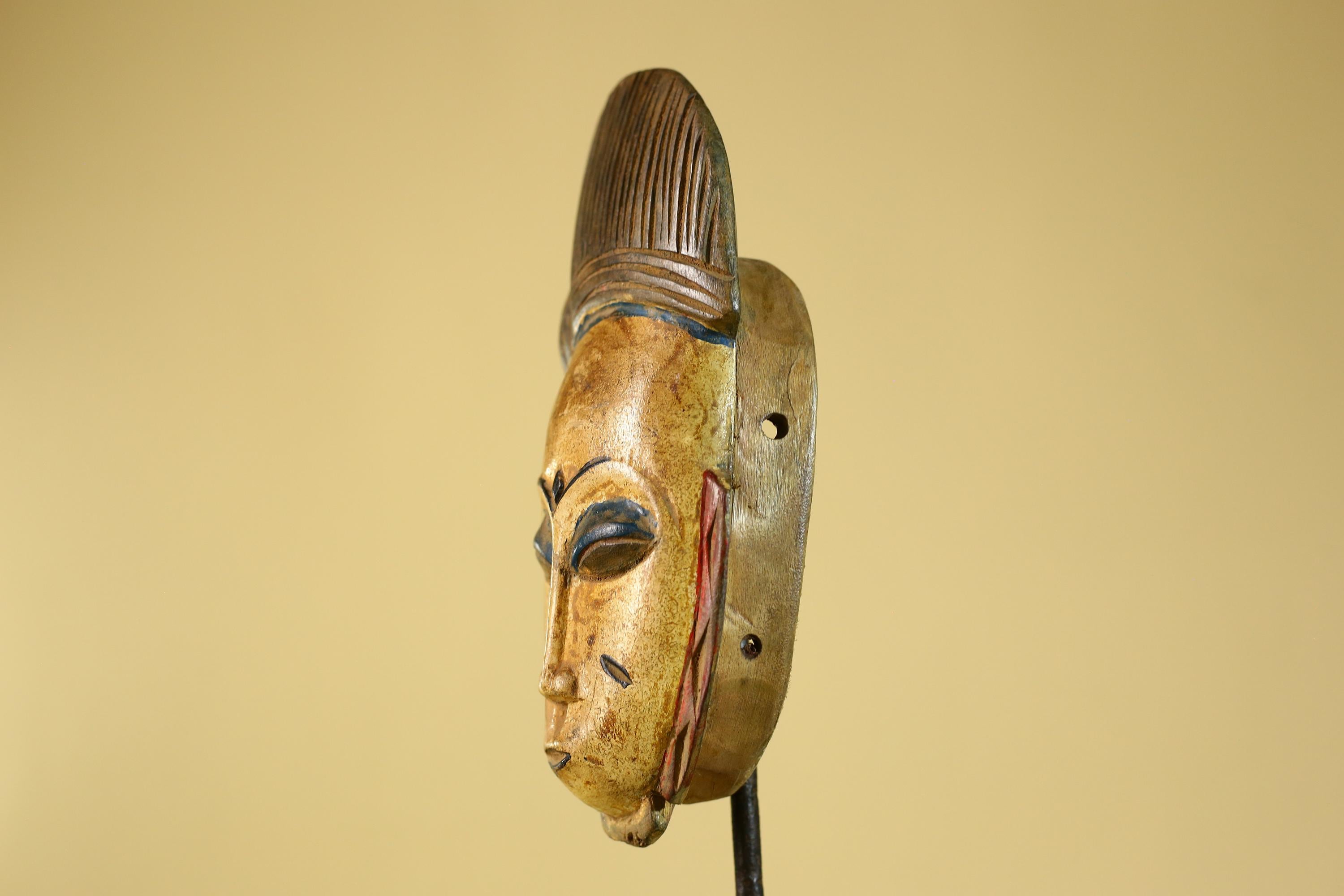 African Tribal Wooden Mask Hand Carved Painted Art wall Decor-G6310