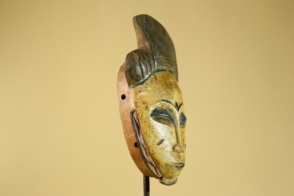 African Tribal Wooden Mask Hand Carved Painted Art wall Decor-G6310