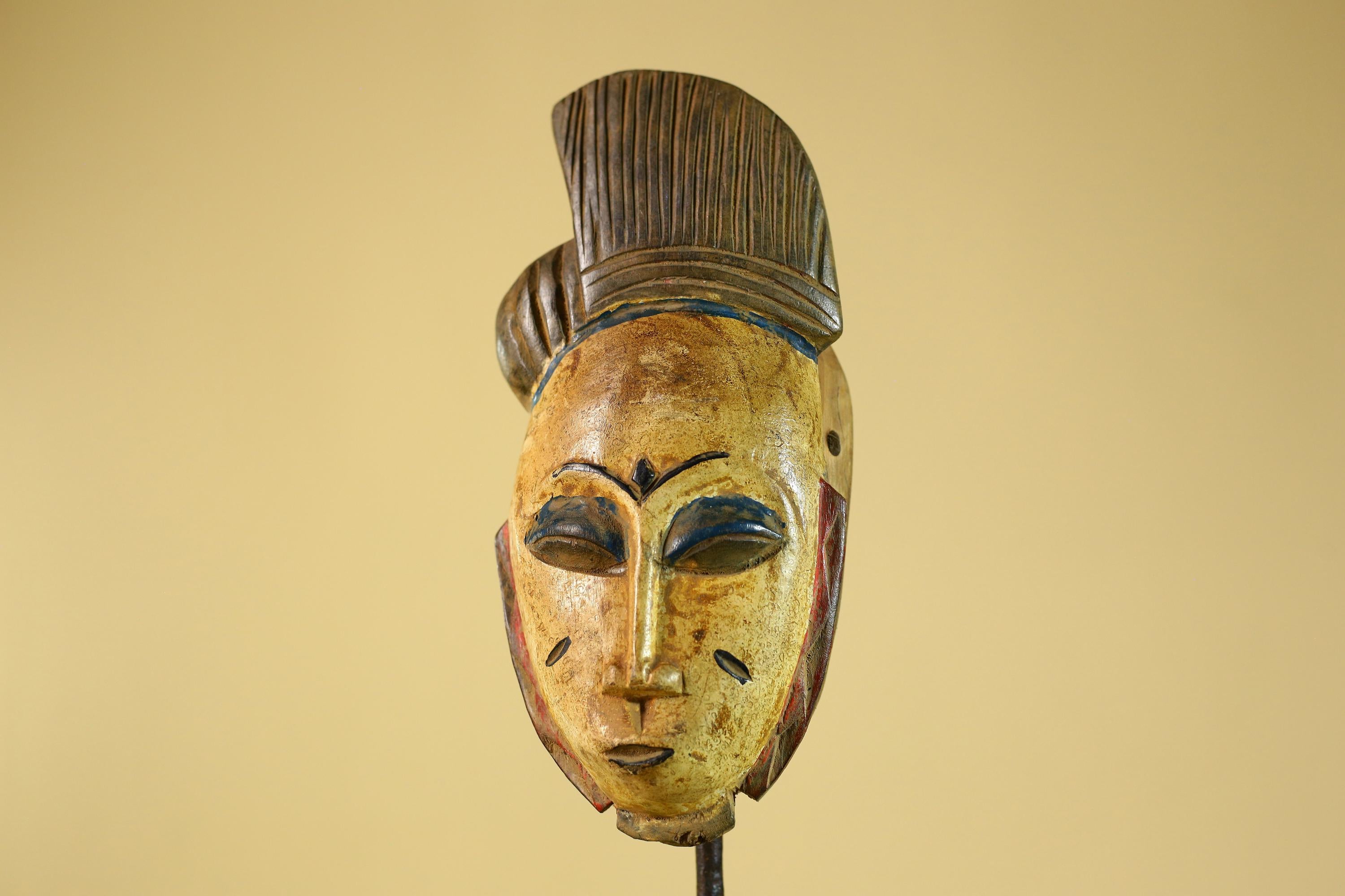 African Tribal Wooden Mask Hand Carved Painted Art wall Decor-G6310