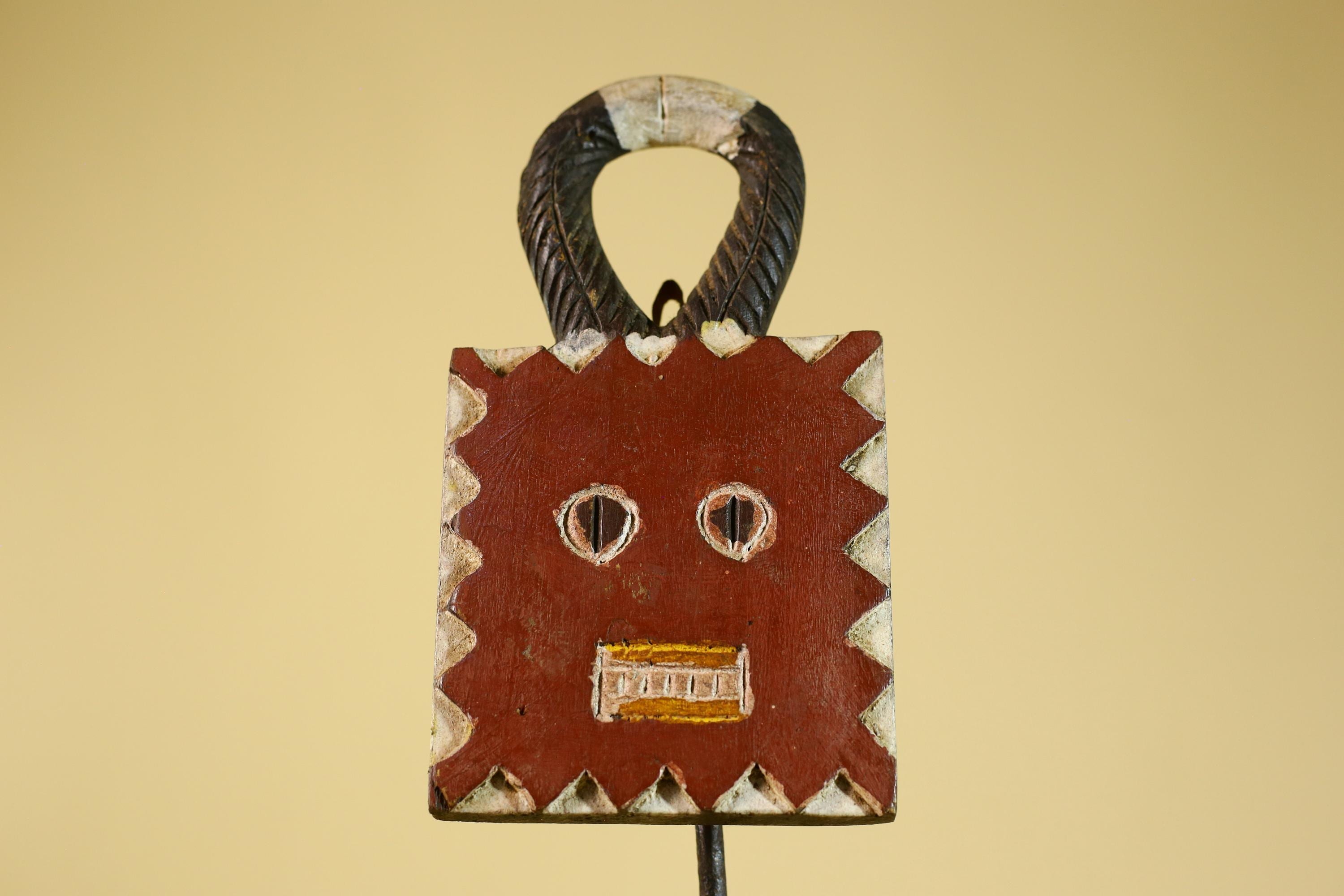 African Wooden Mask, Hand Carved Painted Tribal Wall Art Decor-G6312