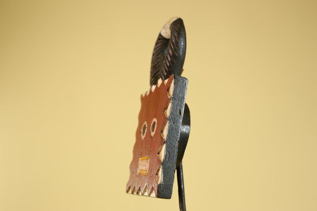 African Wooden Mask, Hand Carved Painted Tribal Wall Art Decor-G6312