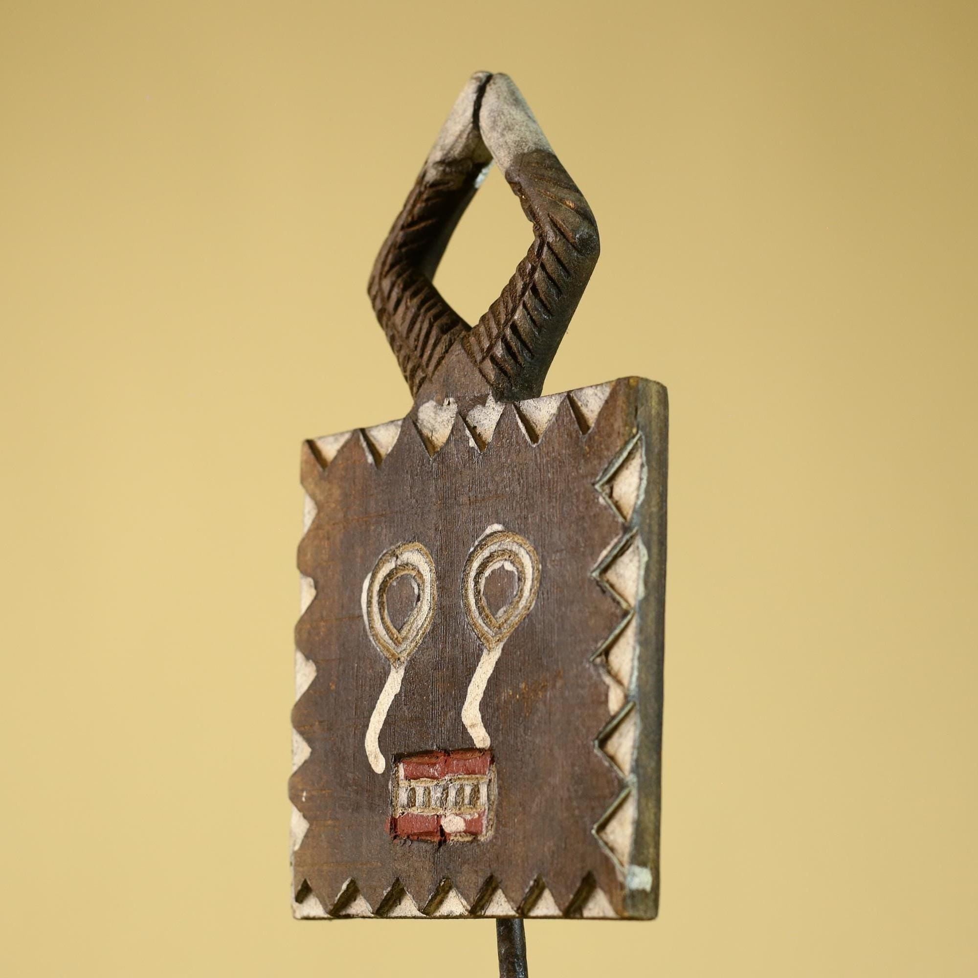 African Tribal Wooden Mask Geometric Face Ritual Wall Art-G6314